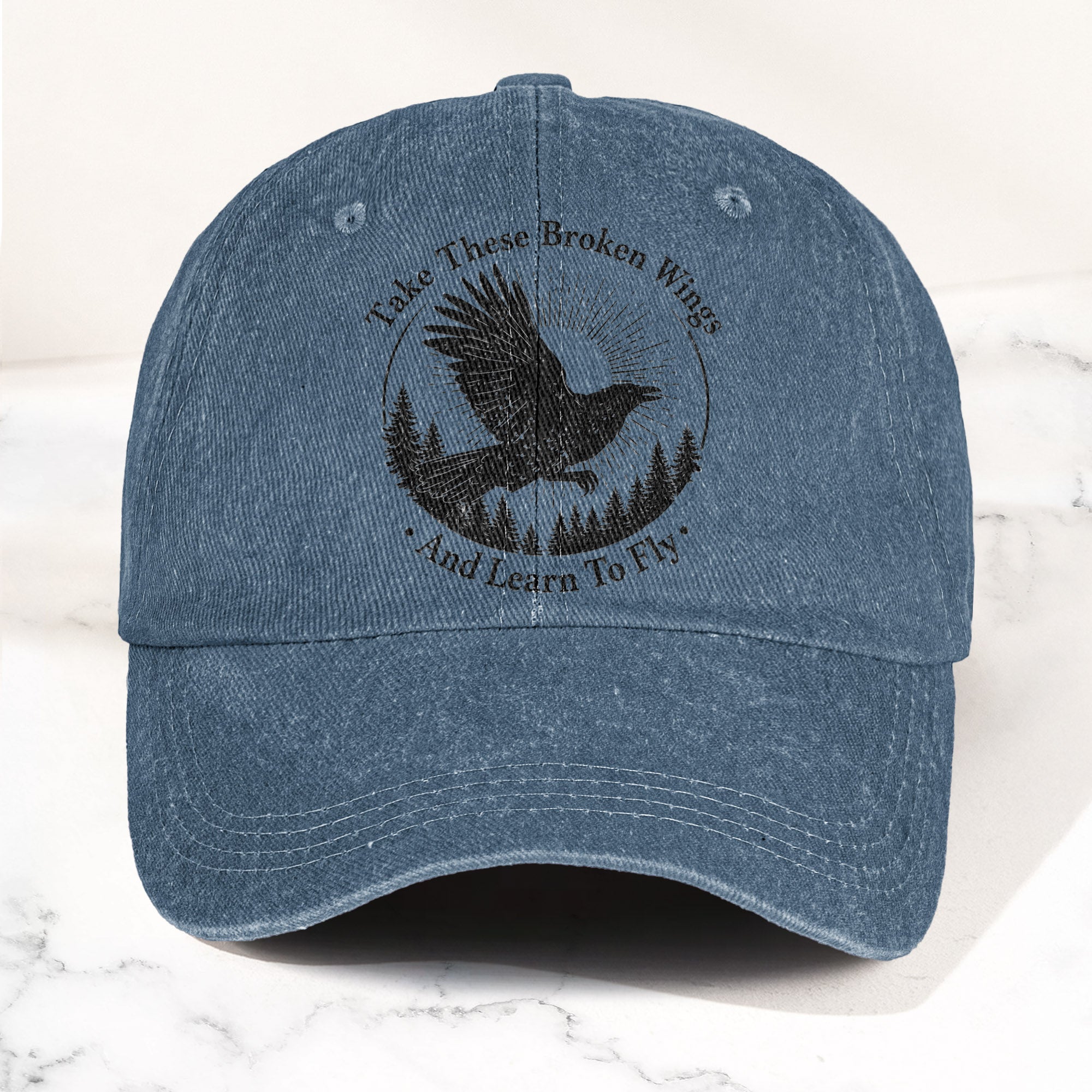 Broken Wings Take These Broken Wings And Learn To Fly Denim Cap Retro Vintage Dad Cap Gift For Dad (With Box)