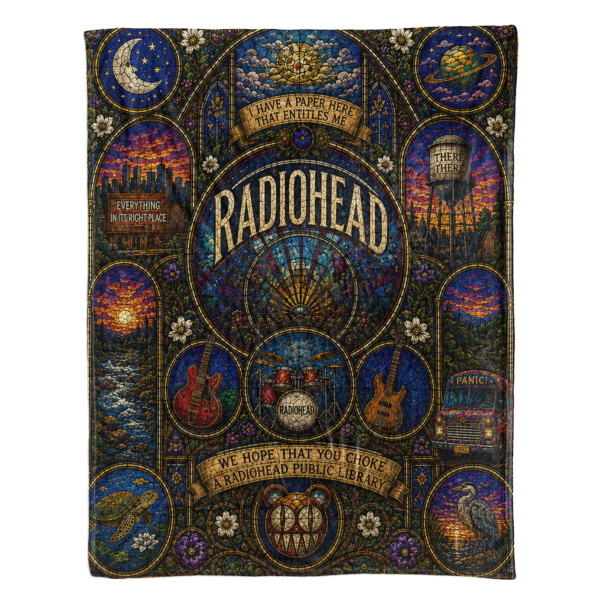 Radiohead Sherpa Blanket Modified Bear Stained Glass Blanket