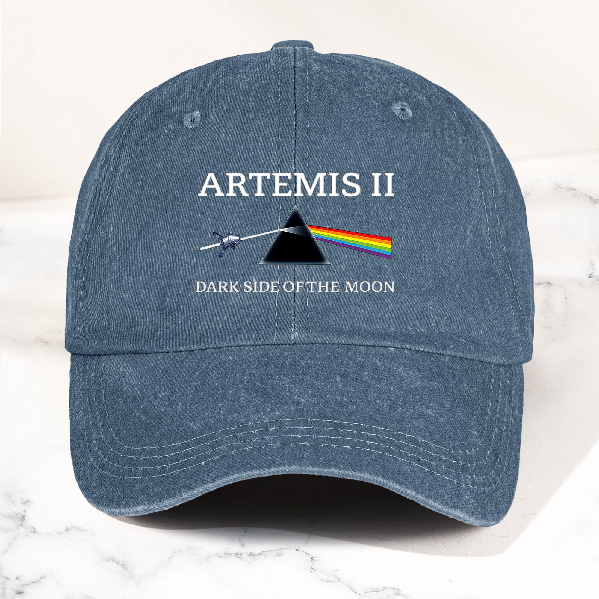 Artemis II Denim Cap Dark Side of the Moon Inspired Space Dad Hat ( With Box)