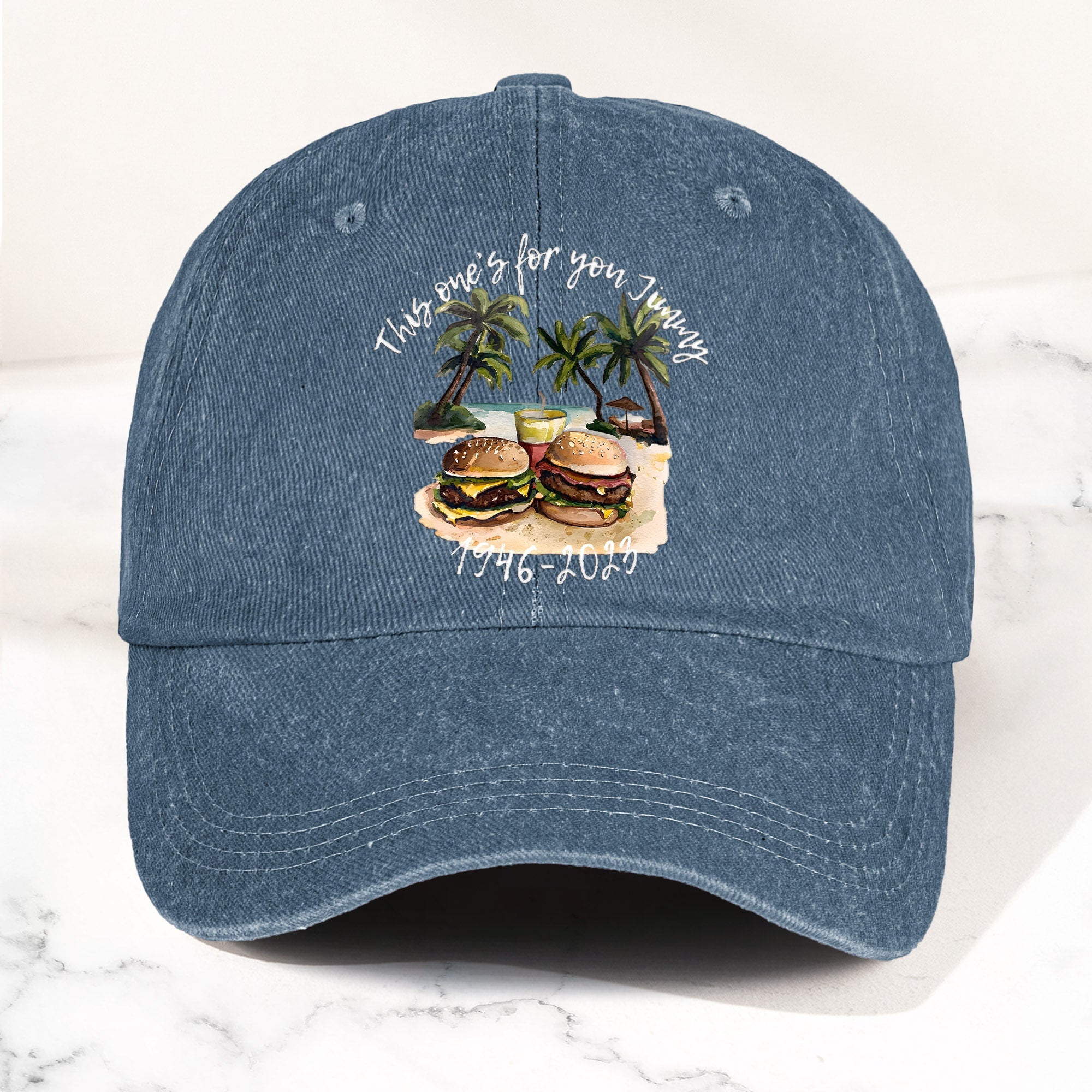 Jimmy Buffett Tribute Denim Dad Cap "This One’s For You Jimmy" Vintage Hat