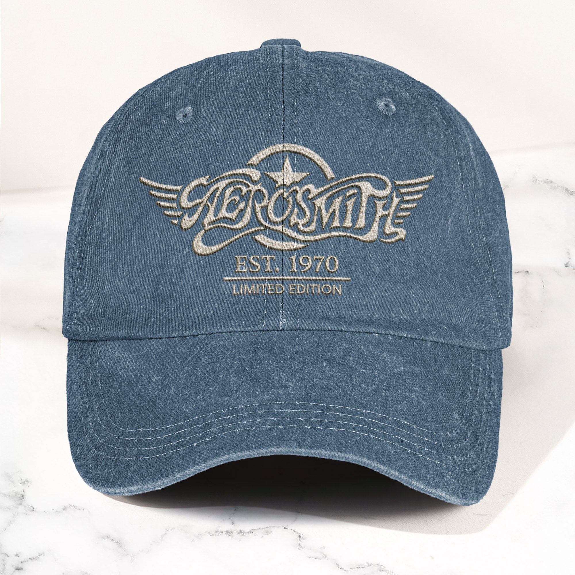 Aerosmith Est 1970 Limited Edition Denim Cap Vintage Dad Cap Gift For Dad (With Box)