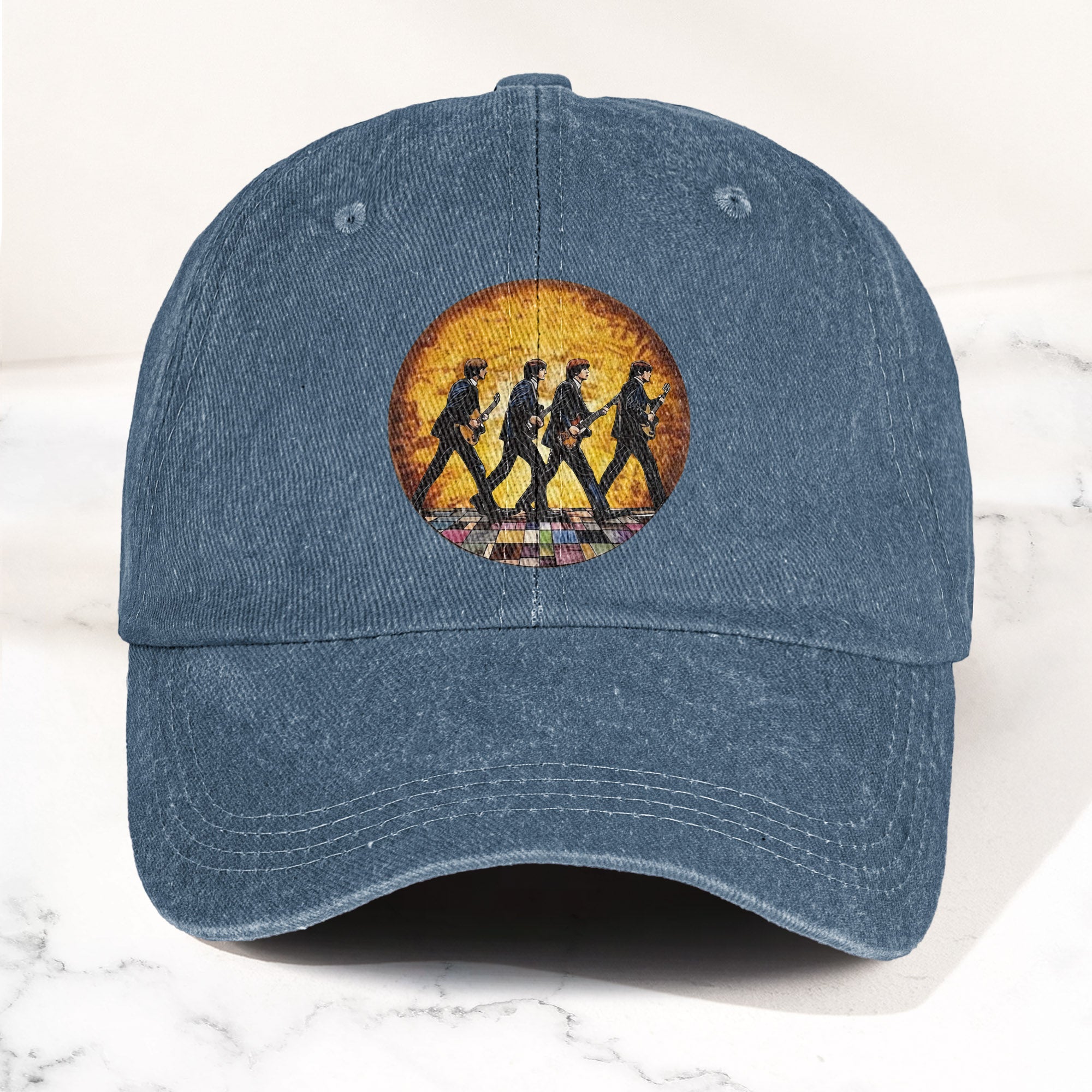 The Beatles Retro Crossing Album Art Sun Catcher Denim Cap Iconic Album Design ( With BOX)