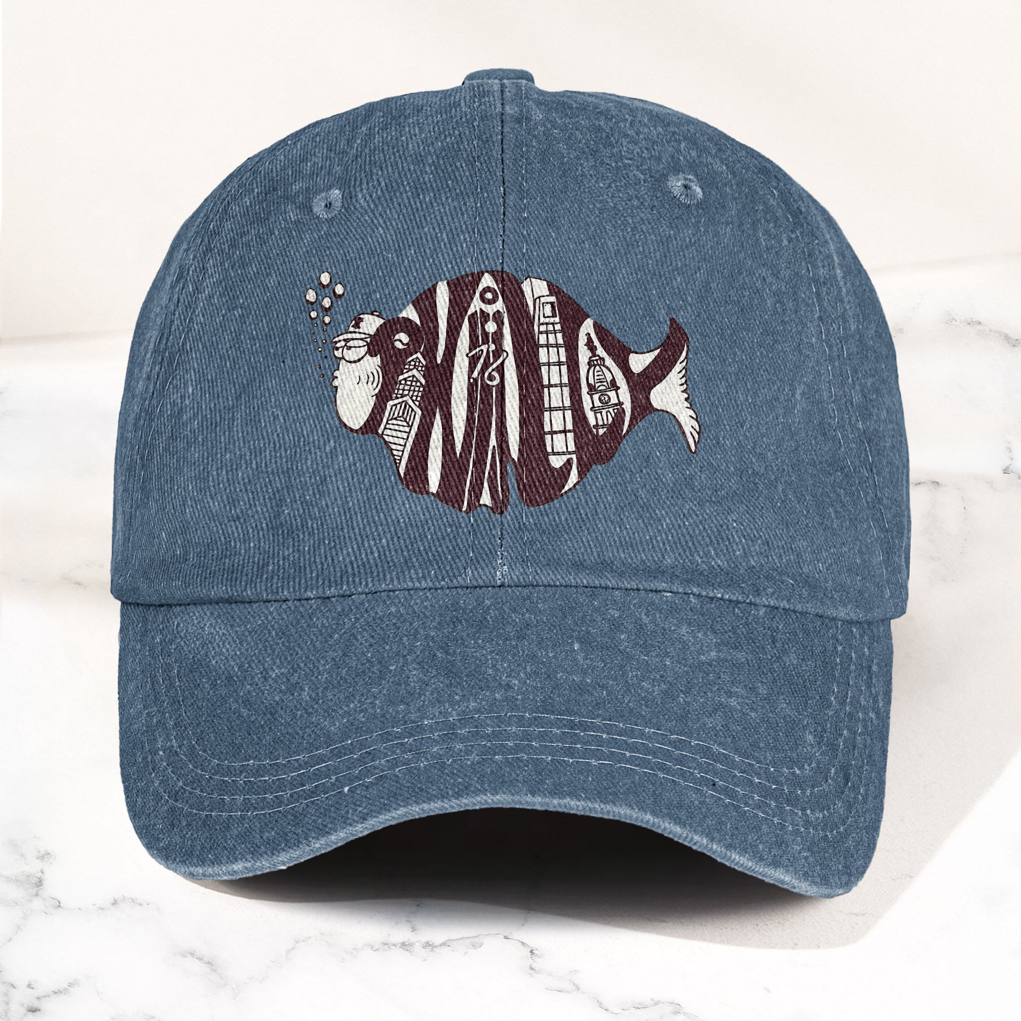 Phish Phishadelphia Logo Denim Cap Retro Music Phish Cap Gift For Dad (With Box)