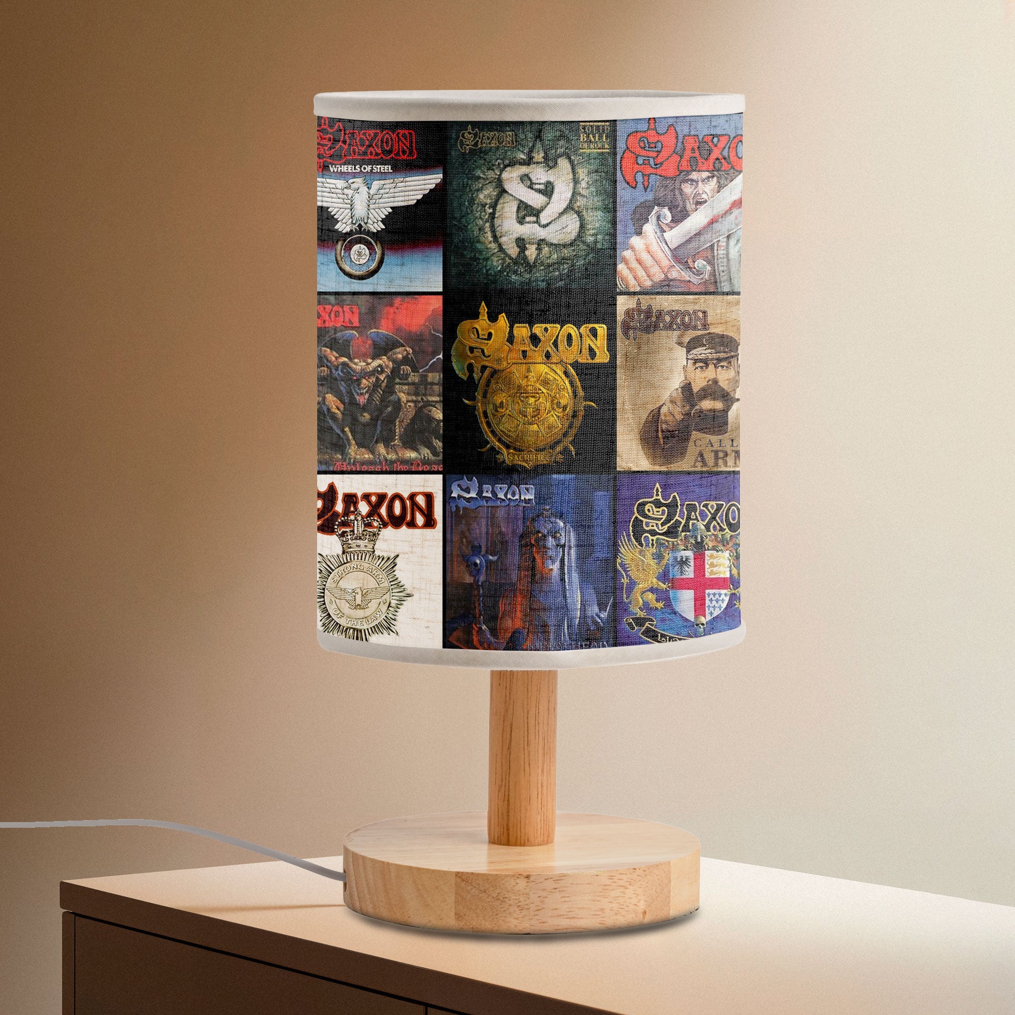 Saxon Fabric Lamp Heavy Metal Titans Album Art Collection