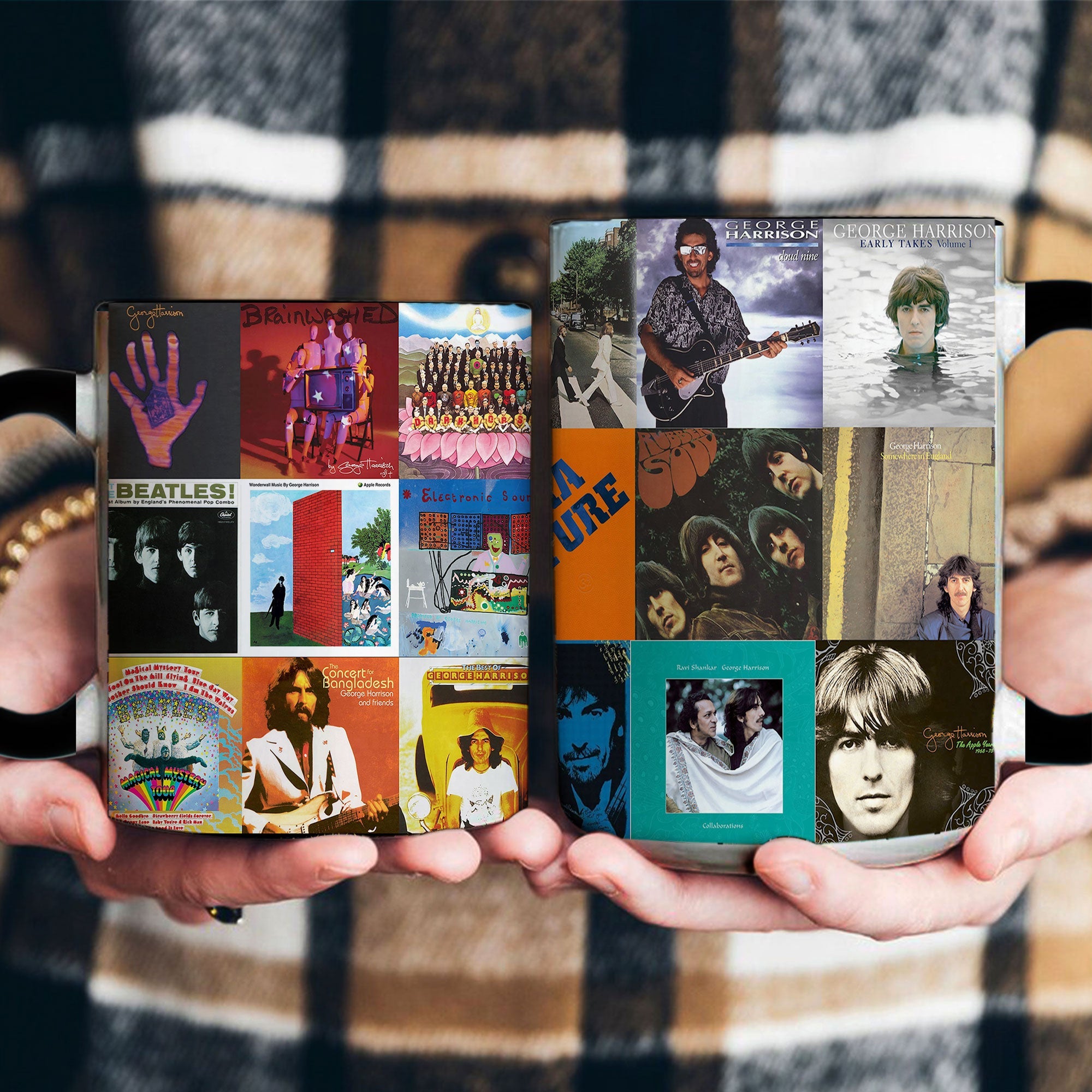 George Harrison Accent Mug Classic Album Cover Collage Gift for Beatles & Solo Fans