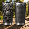 Slayer Reign in Blood Insulated Tumbler 3D Embossed Skull & Swords Travel Cup
