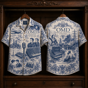 OMD Hawaiian Shirt - Orchestral Manoeuvres in the Dark Button Up Shirt with Electricity, If You Leave and Synthwave Art