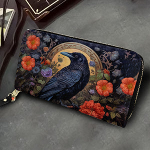 Nevermore Raven Leather Handbag & Wallet Set Gothic Elegance in Bloom