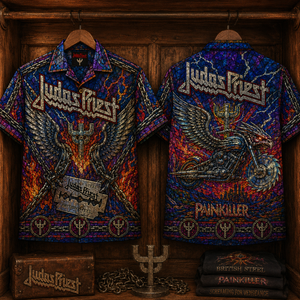 Judas Priest Hawaiian Shirt - Stained Glass Heavy Metal All-Over Print Button-Up Shirt