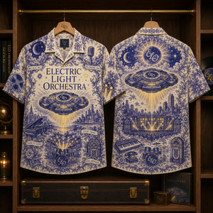 Electric Light Orchestra Hawaiian Shirt - Unisex Toile De Jouy ELO Spaceship Shirt