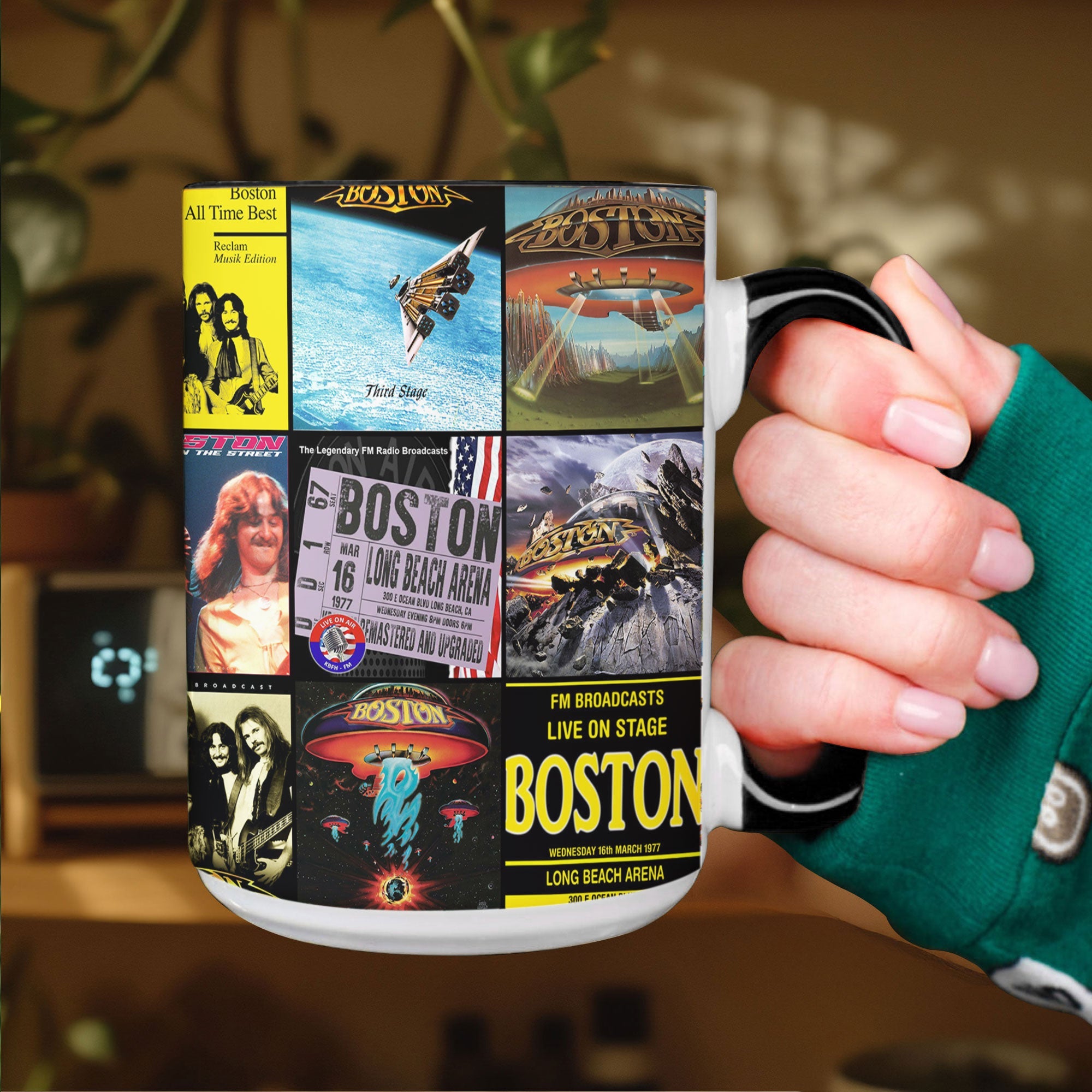 Boston Accent Mug Classic Album Cover Collage Gift for Rock Fans