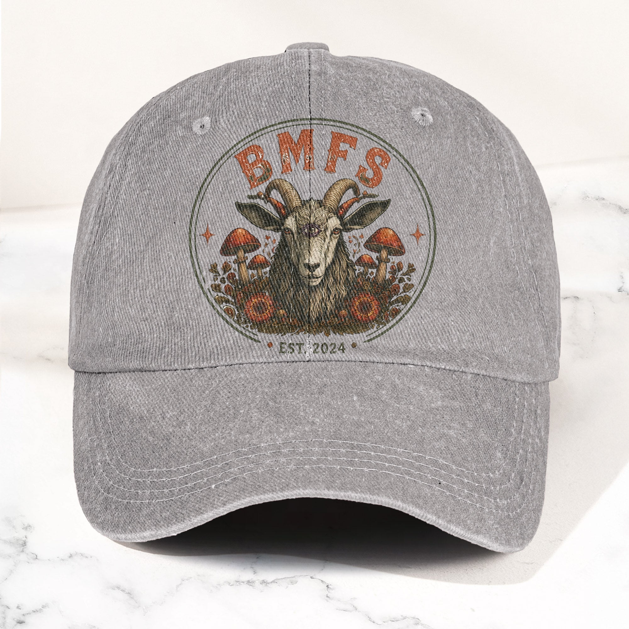 Billy Strings BMFS Goat Three Eyed Goat Mushroom Vintage Graphic Denim Cap Retro Vintage Dad Cap Gift For Dad (With Box)