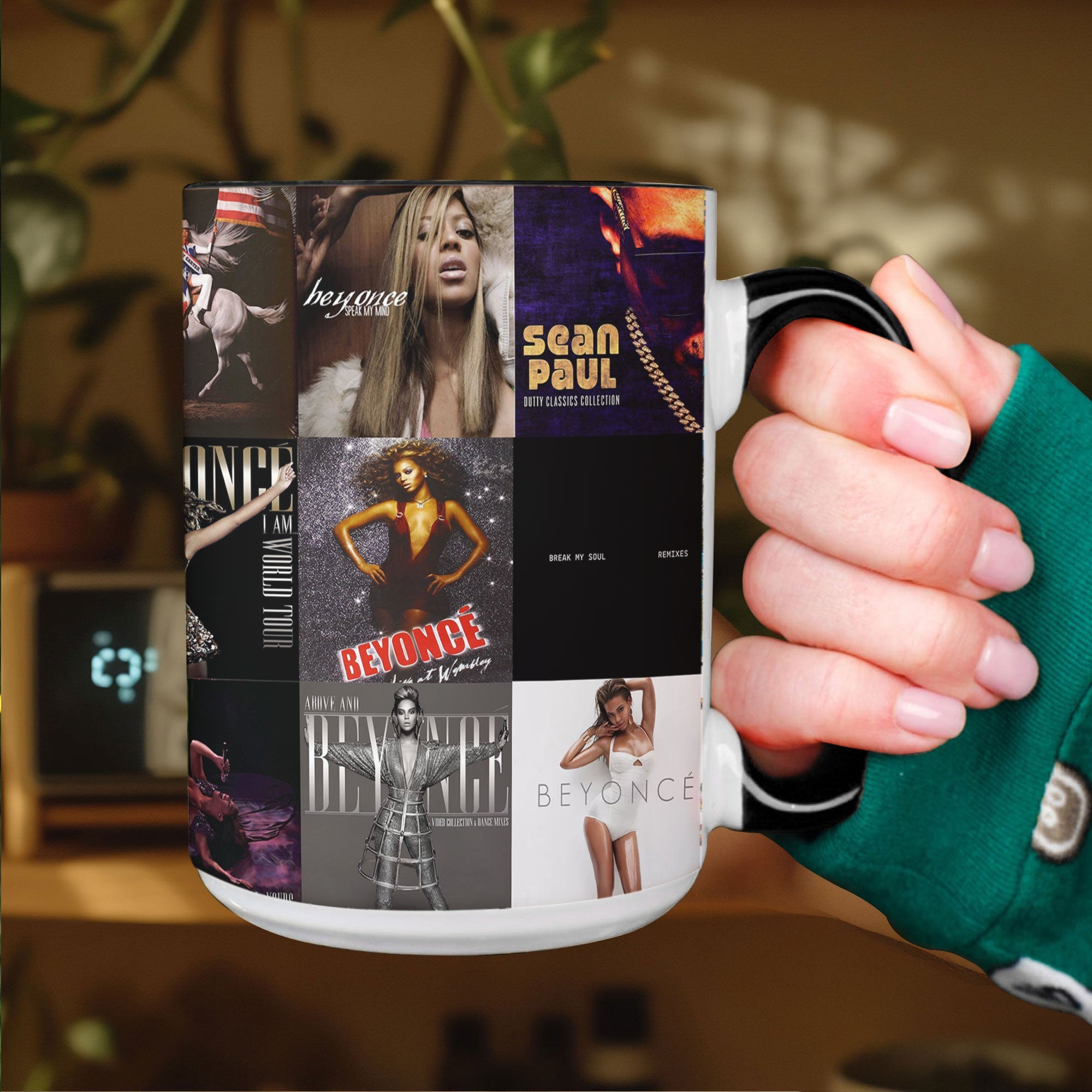 Beyoncé Accent Mug Iconic Album Cover Collage Gift for Pop & R&B Fans