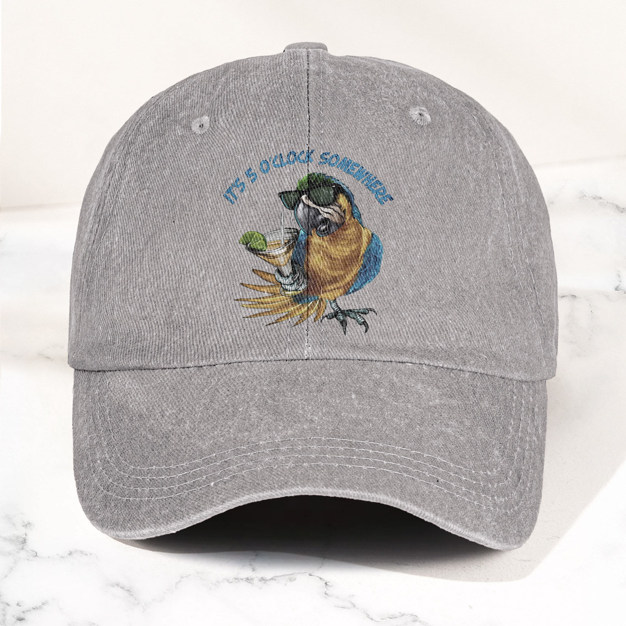 It's 5 O'Clock Somewhere Denim Cap Retro Jimmy Buffett Tribute Dad Baseball Cap (With Box)