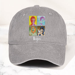 The Beatles Denim Dad Cap Pop Art Portrait Grid Design (With BOX)