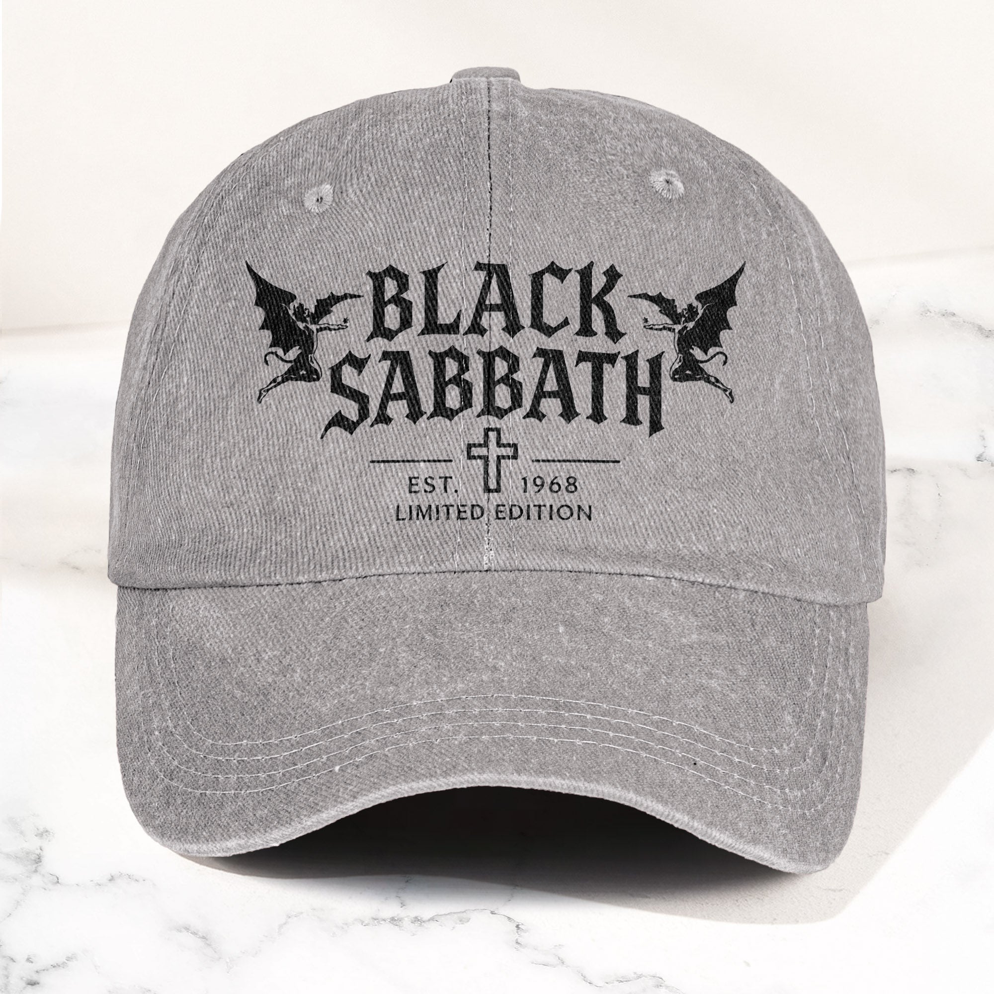 Black Sabbath Band Logo Est 1968 Denim Cap Retro Vintage Dad Cap Gift For Dad (With Box)
