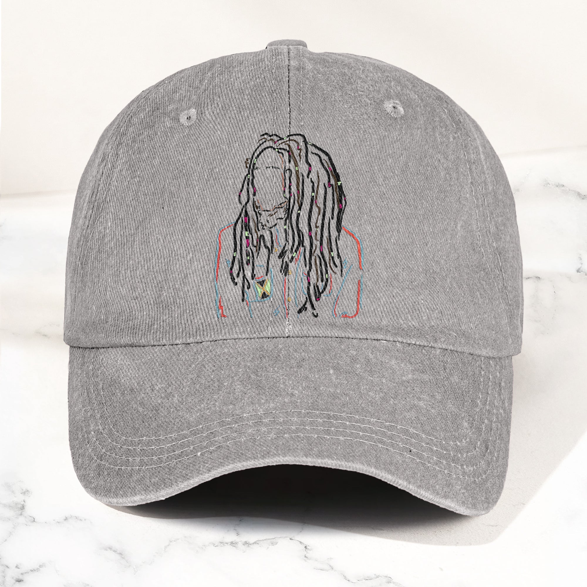 Bob Marley Portrait Casual Denim Cap Retro Music Fan Concert Cap Gift For Dad (With Box)