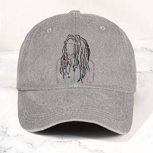 Bob Marley Portrait Casual Denim Cap Retro Music Fan Concert Cap Gift For Dad (With Box)