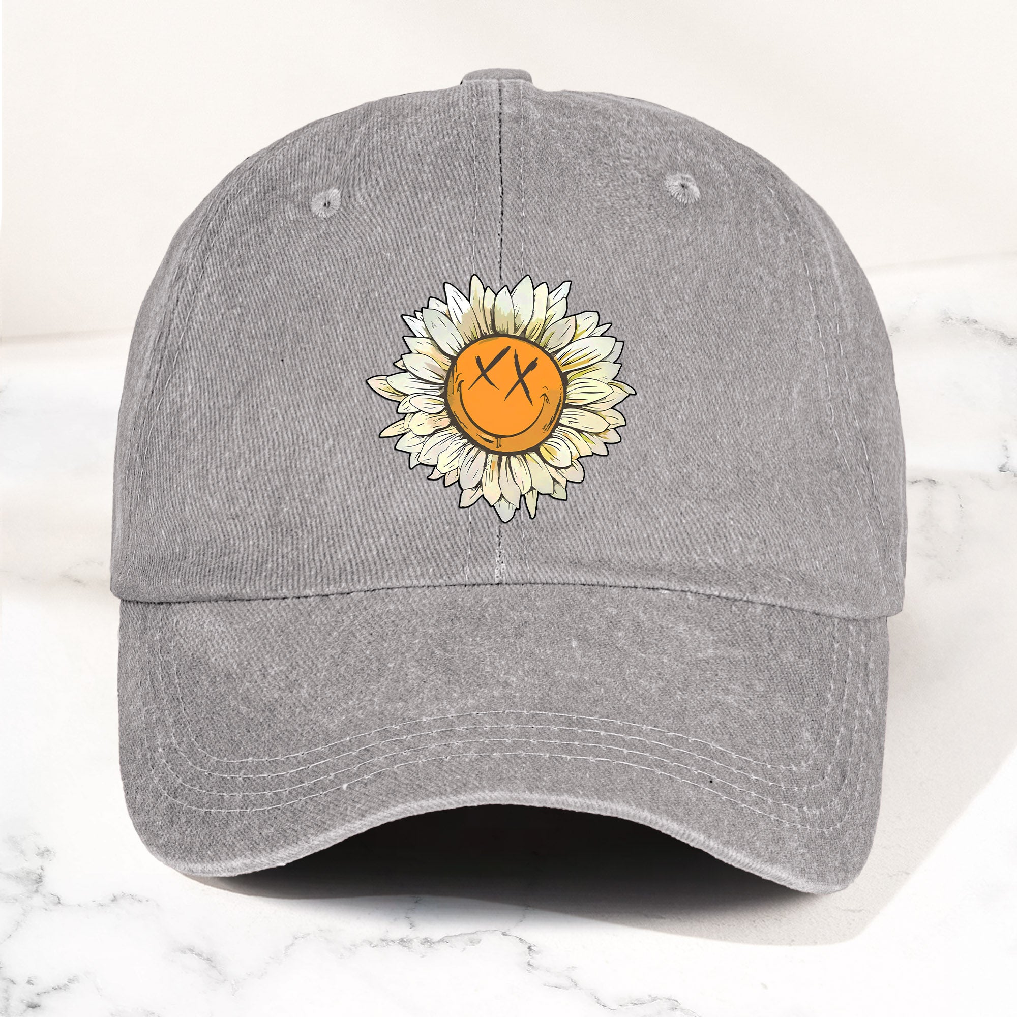 Blink-182 Denim Cap Sunflower Smiley Aesthetic Dad Hat (With Box)