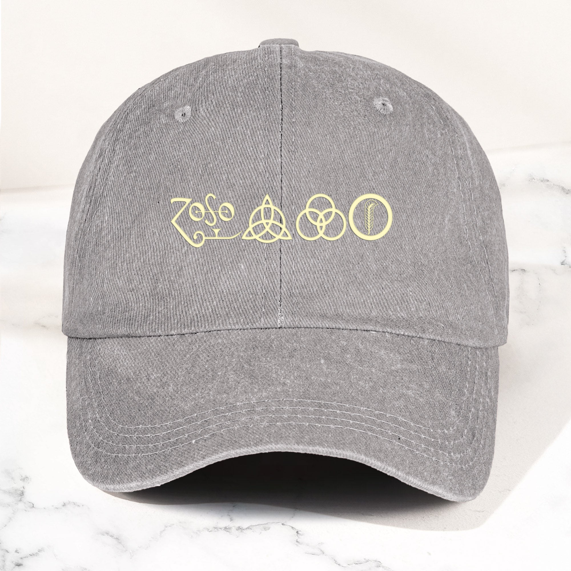 Led Zeppelin Denim Cap ZoSo Symbols Minimalist Dad Hat ( With Box)