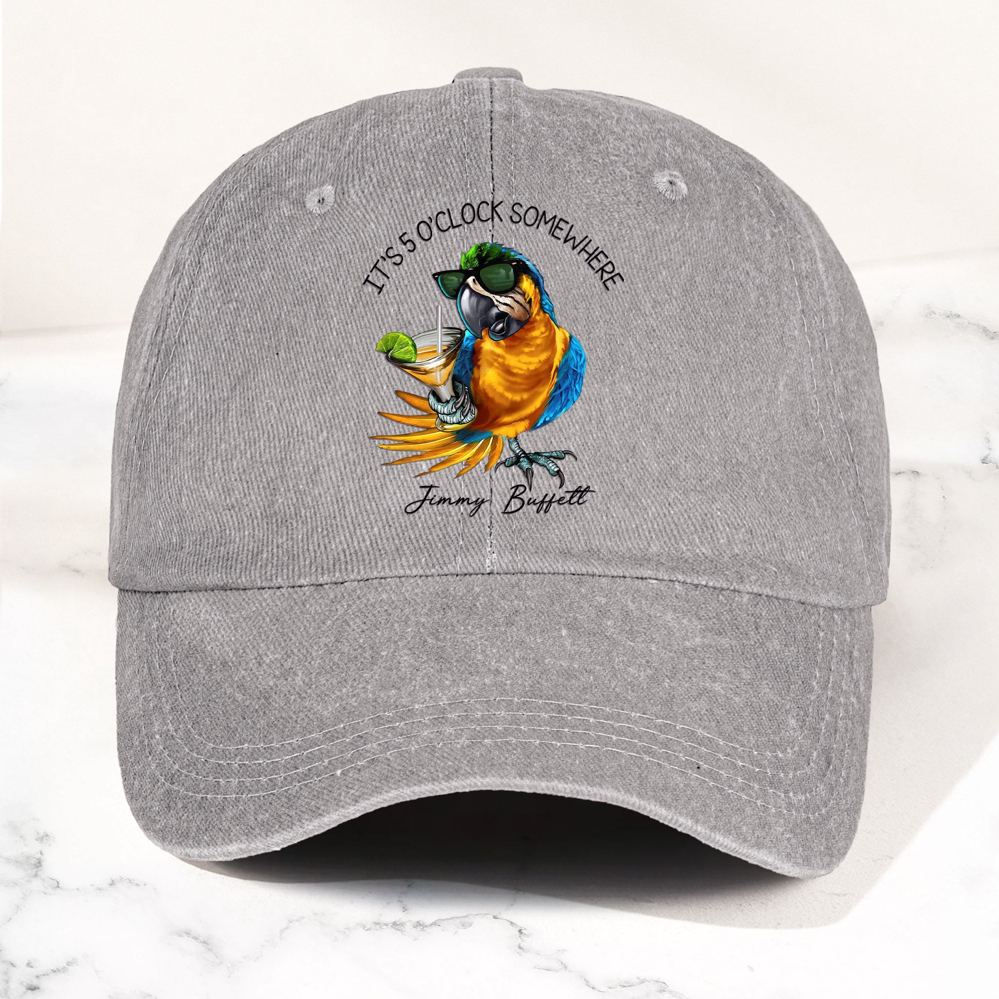 Jimmy Buffett "It's 5 O’Clock Somewhere" Denim Dad Cap Vintage Tropical Hat