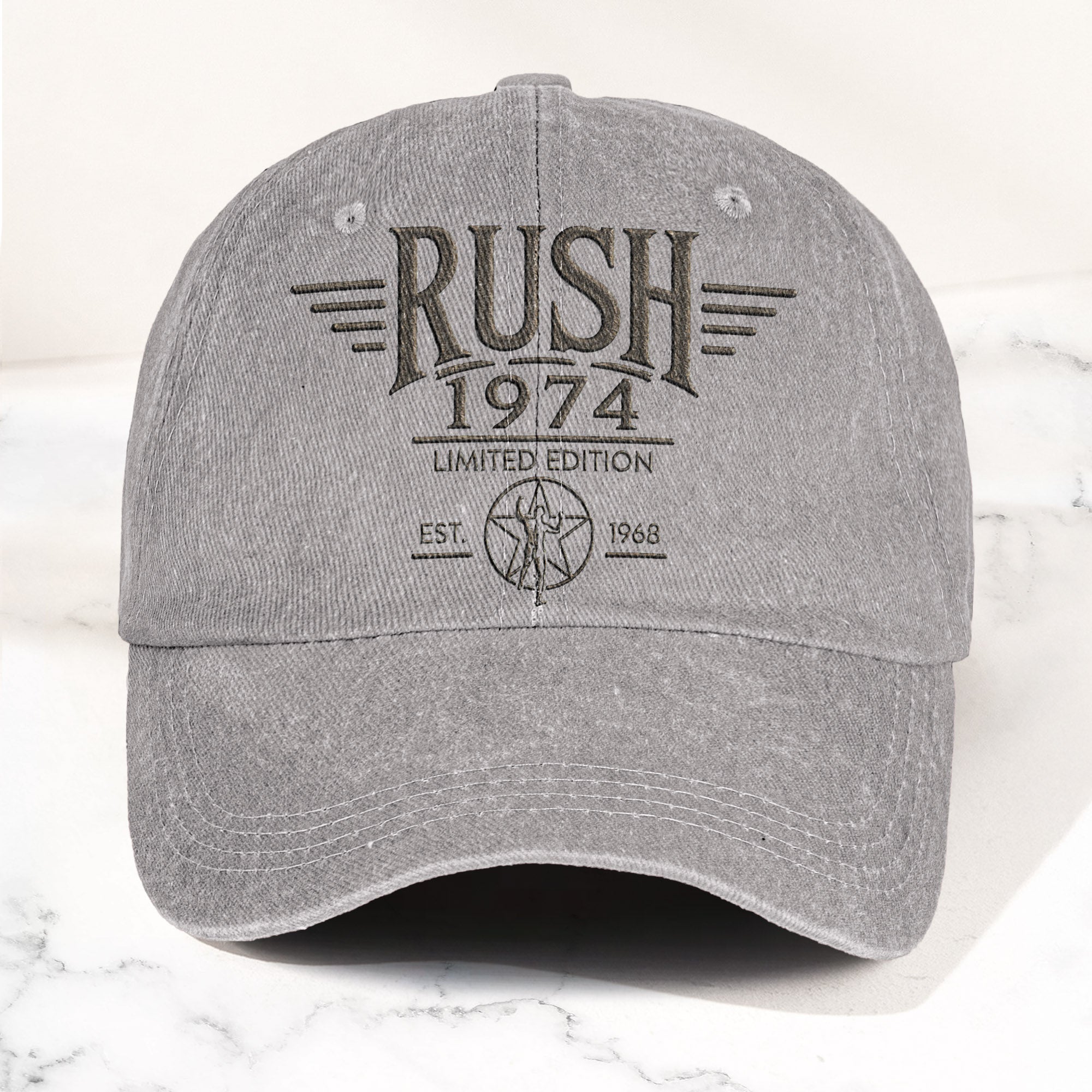 Rush 1974 Starman Logo Denim Cap Vintage Dad Cap Gift For Dad (With Box)