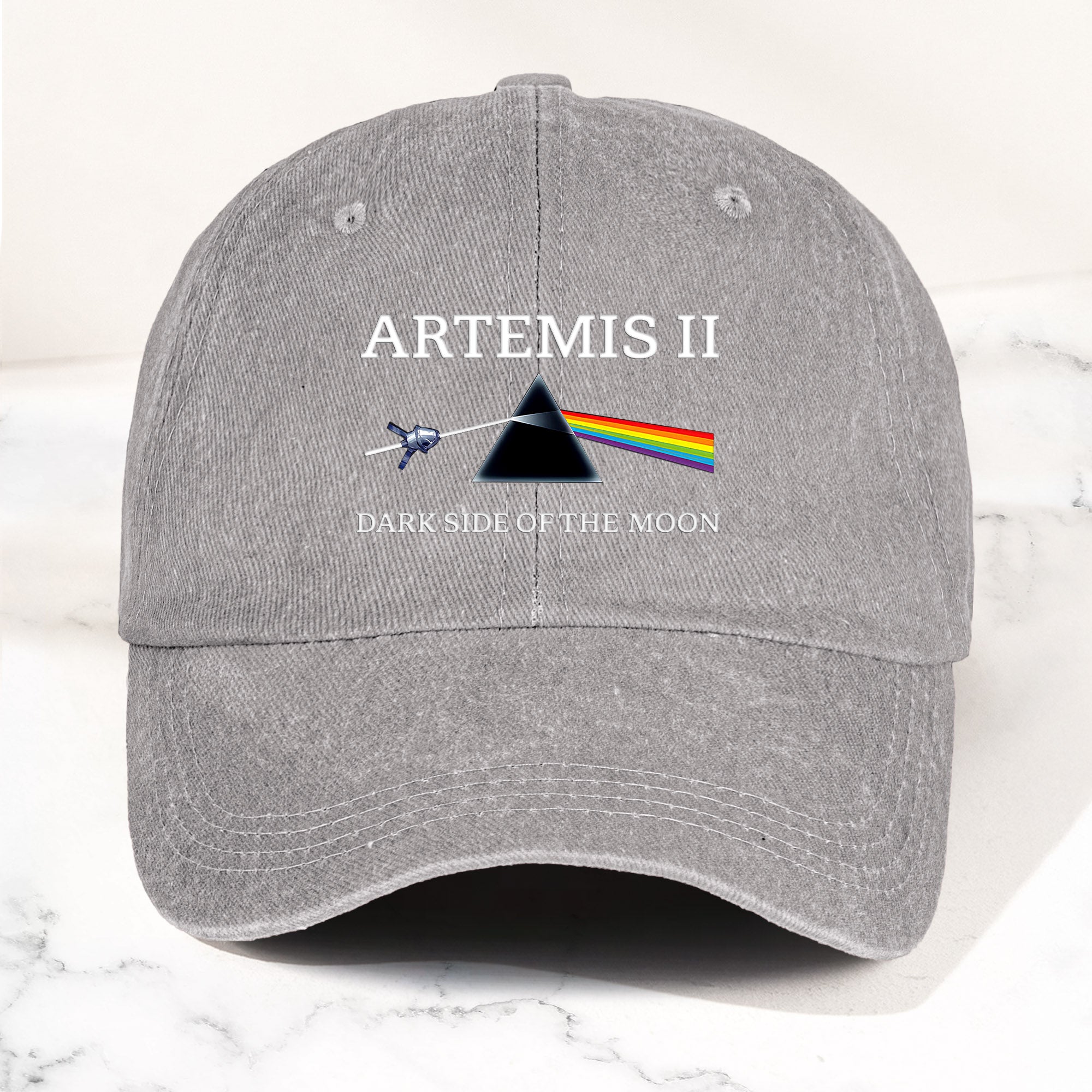 Artemis II Denim Cap Dark Side of the Moon Inspired Space Dad Hat ( With Box)