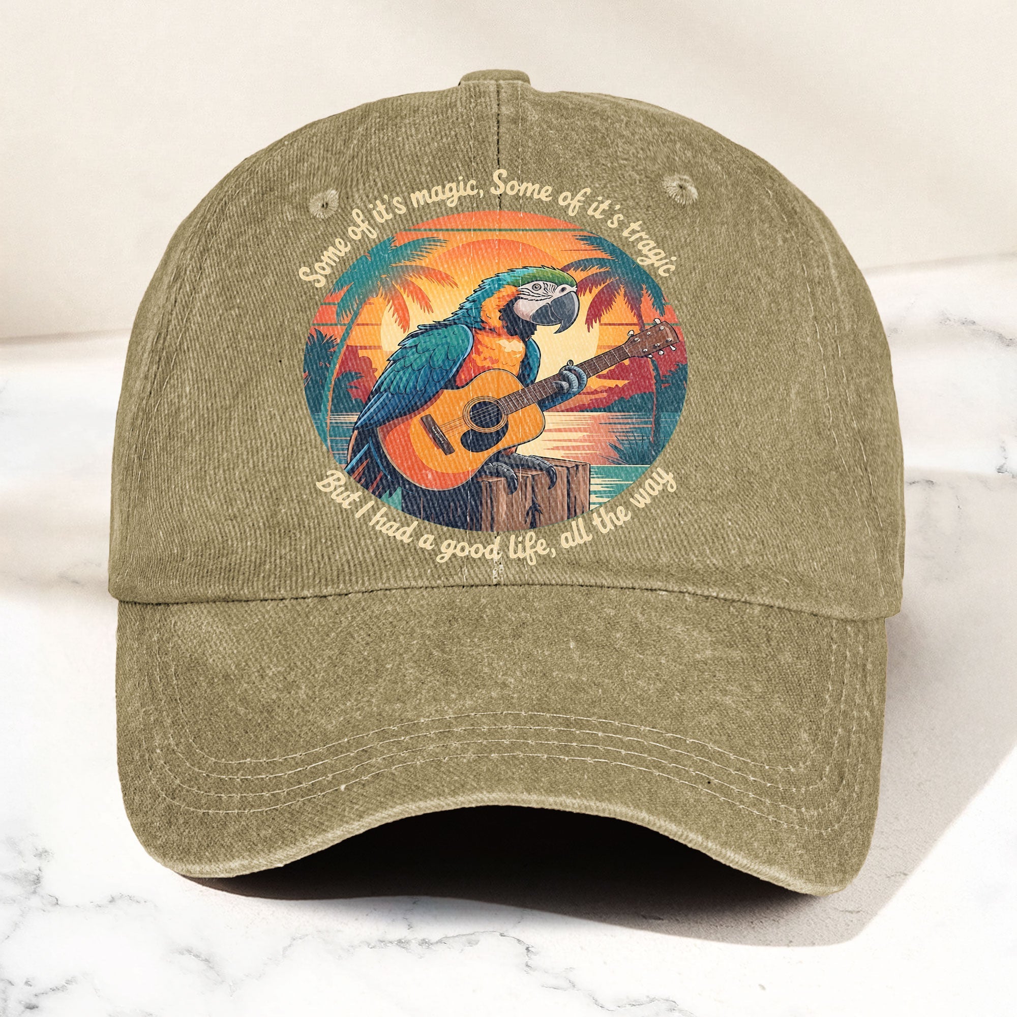 Some of Its Magic, Some of Its Tragic Denim Cap Retro Jimmy Buffett Inspired Dad Hat (With Box)