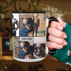 Bobby Brown Accent Mug Classic Album Cover Collage Gift for R&B Fans