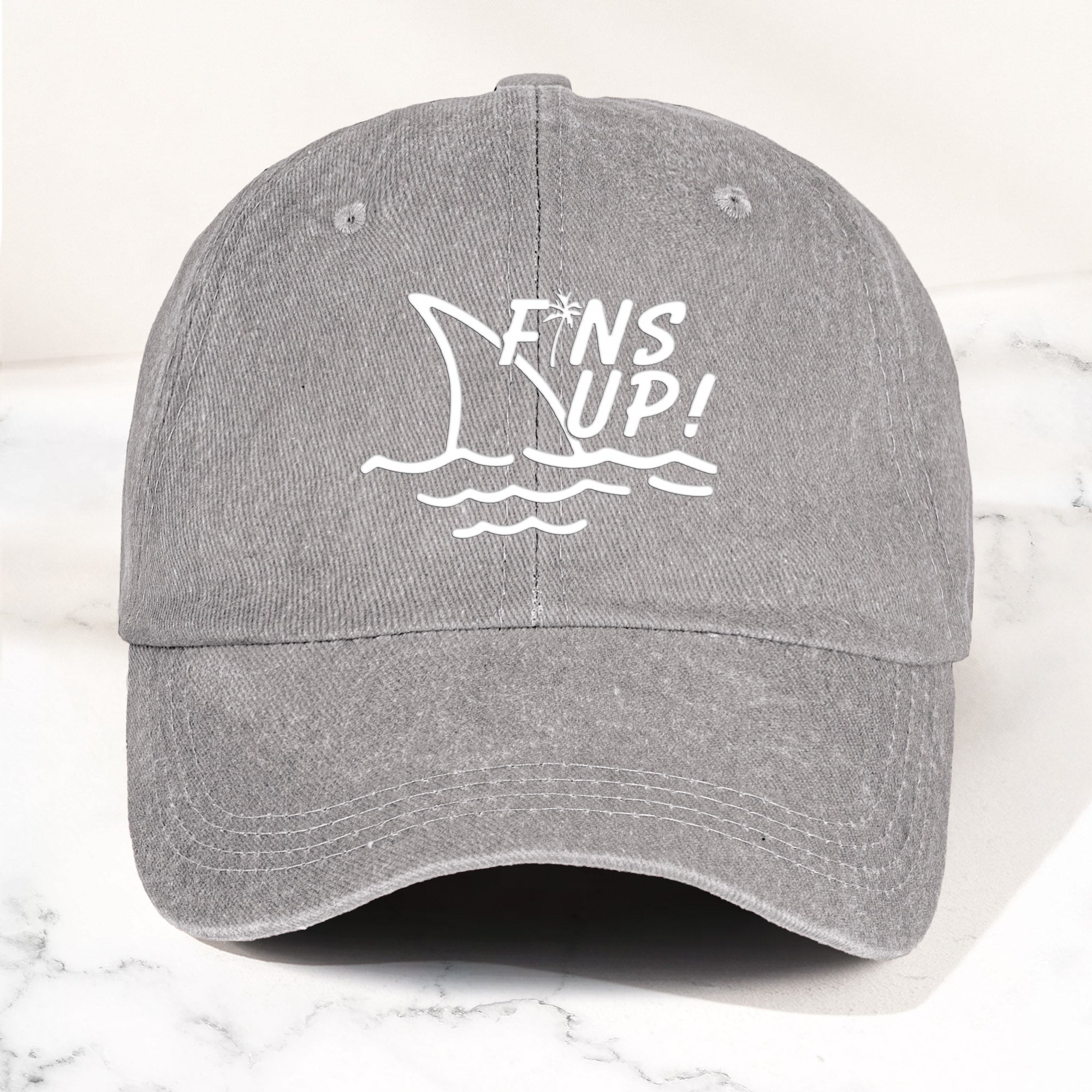 Jimmy Buffett Denim Dad Cap Fins Up Margaritaville Beach Vibes Hat (With BOX)