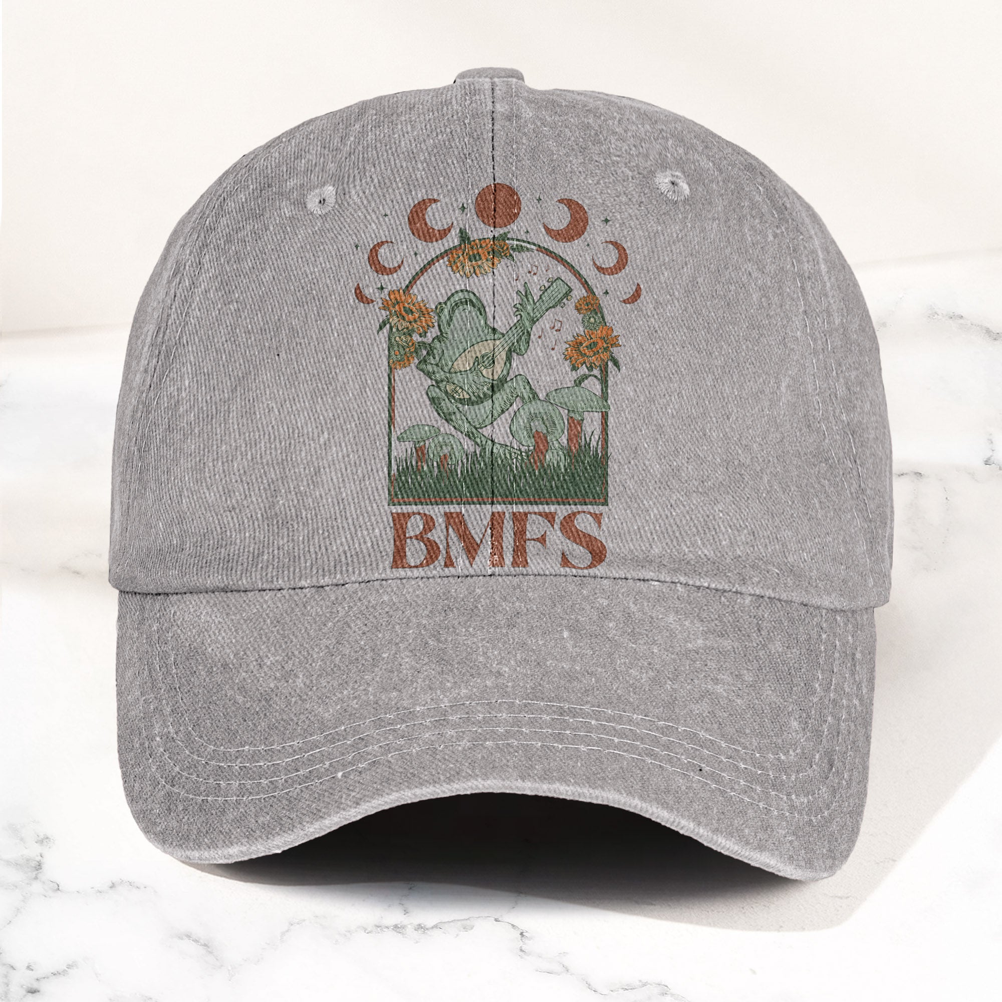 Billy Strings BMFS Frog Mandolin Sunflowers Moon Phase Vintage Graphic Denim Cap Retro Vintage Dad Cap Gift For Dad (With Box)