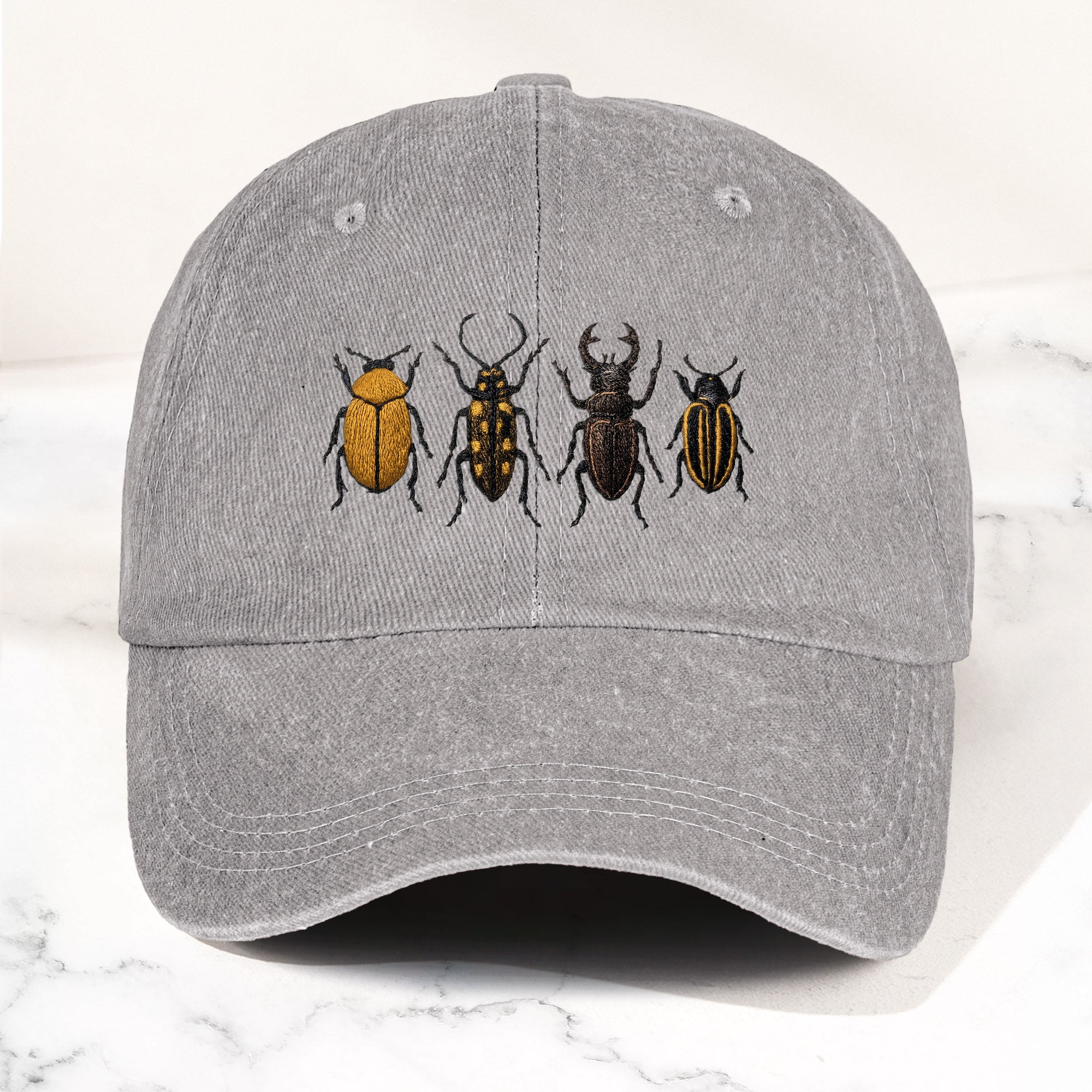 The Beatles Denim Cap Minimalist Beetle Design Dad Hat ( With Box)