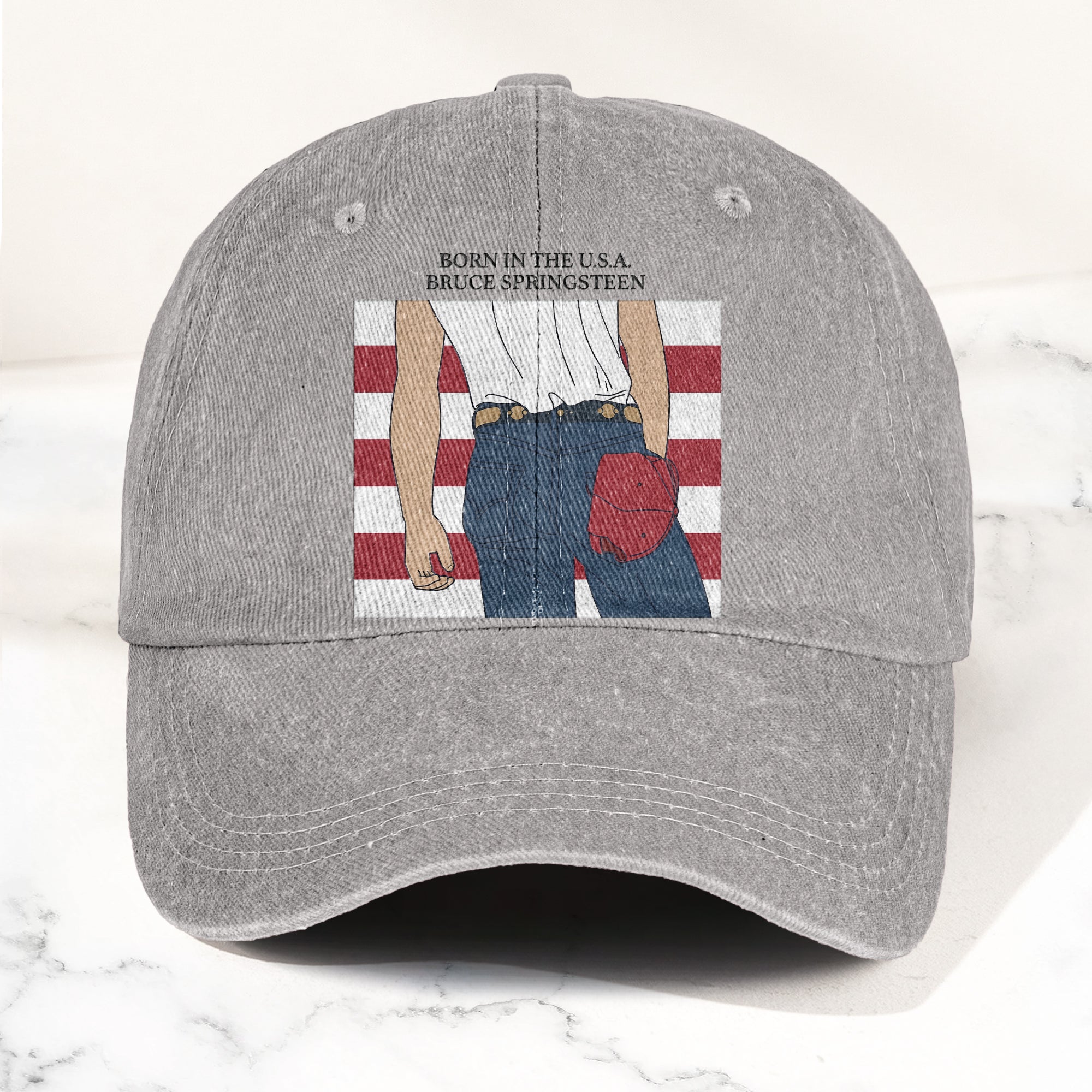 Born in the U.S.A Bruce Springsteen Denim Cap Retro Music Fan Merch Cap Gift For Dad (With Box)