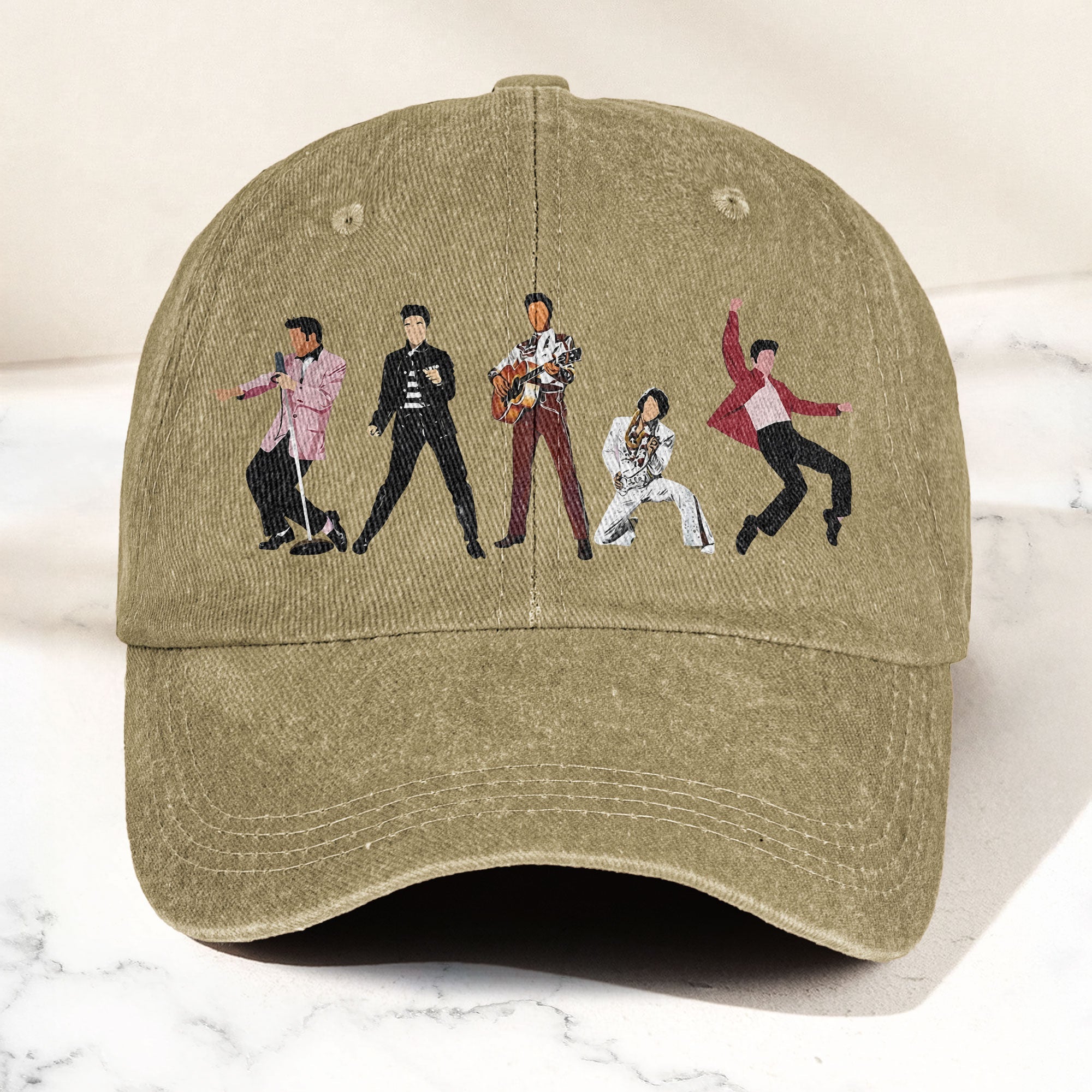 Elvis Presley Denim Cap Iconic Eras Graphic Dad Hat (With Box)