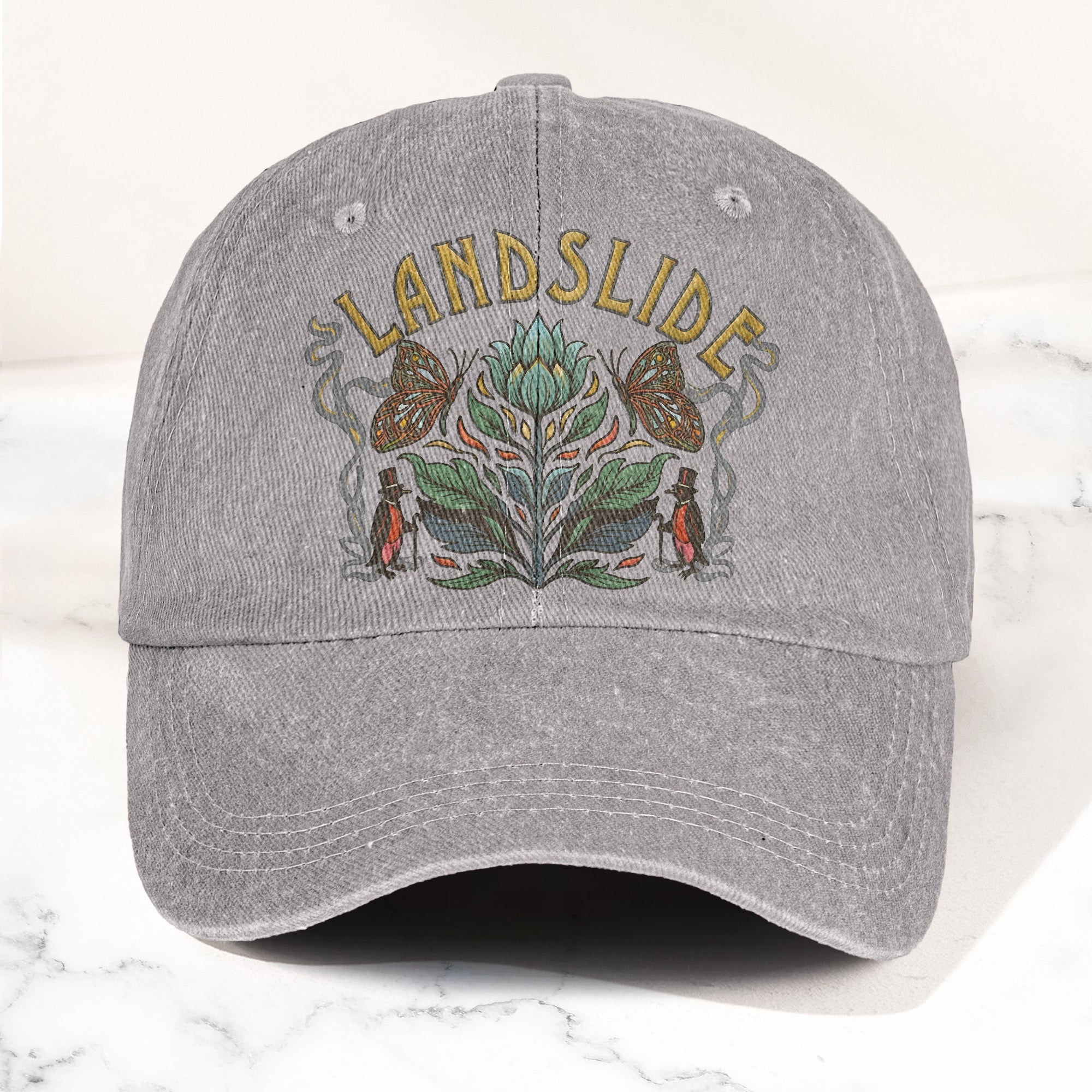 Fleetwood Mac Landslide Stevie Nicks Butterfly Floral Lyrics Music Merch Denim Cap Retro Vintage Dad Cap Gift For Dad (With Box)