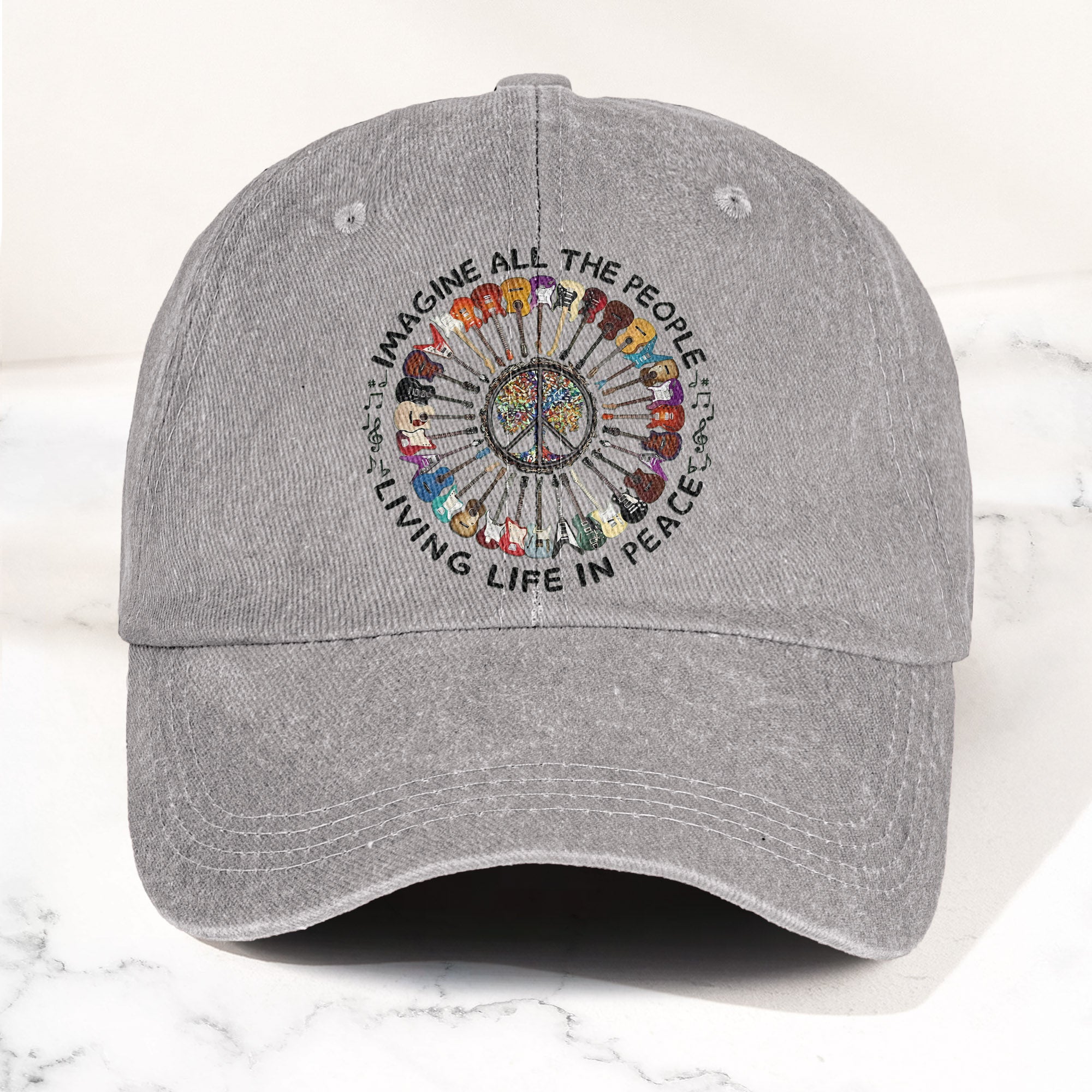 Imagine All The People Living Life In Peace Denim Cap Retro Music John Lenon Cap Gift For Dad (With Box)