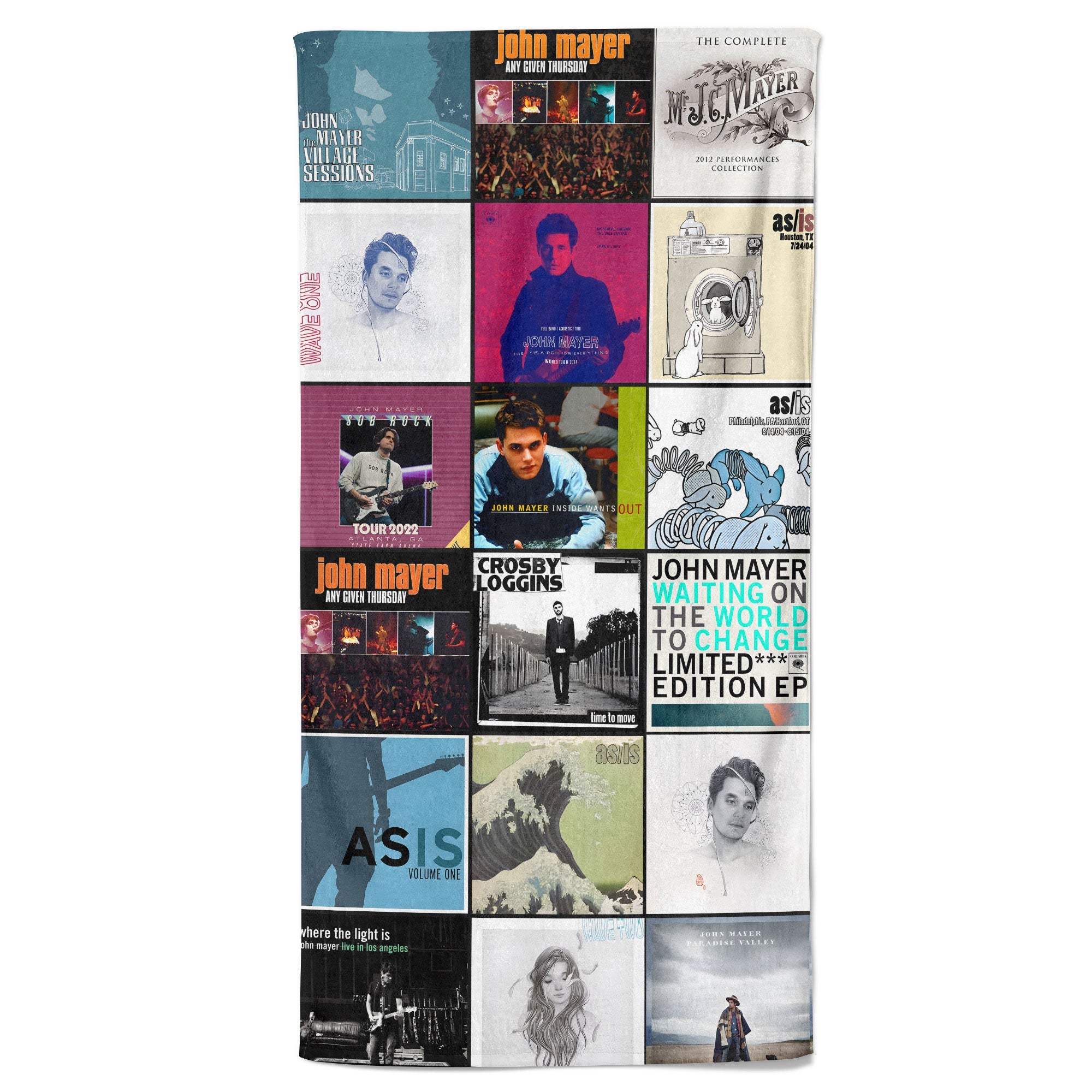 John Mayer Beach Towel Album Cover Collage Classic Pop And Rock Towel
