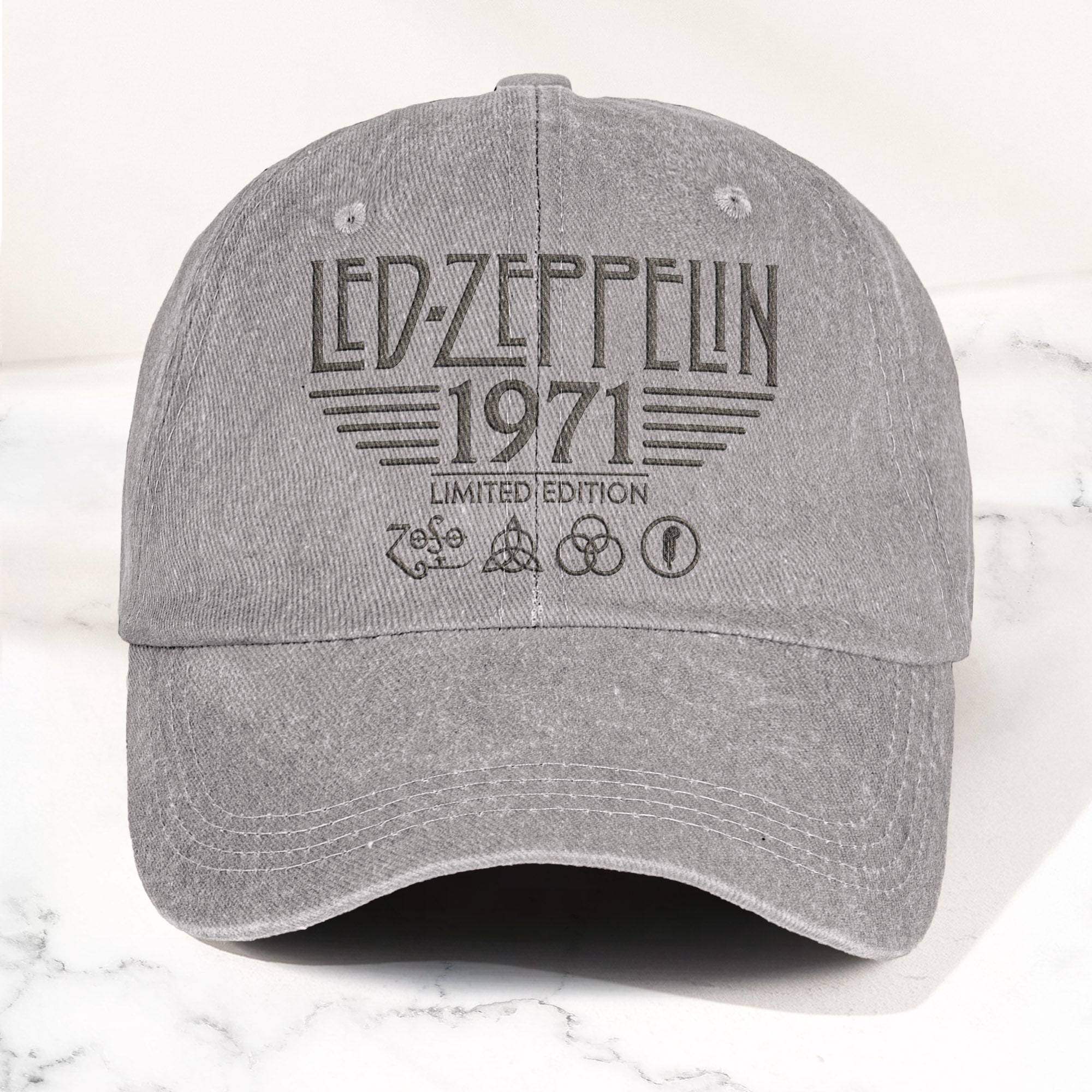 Led Zeppelin 1971 Est Denim Cap Vintage Dad Cap Gift For Dad (With Box)