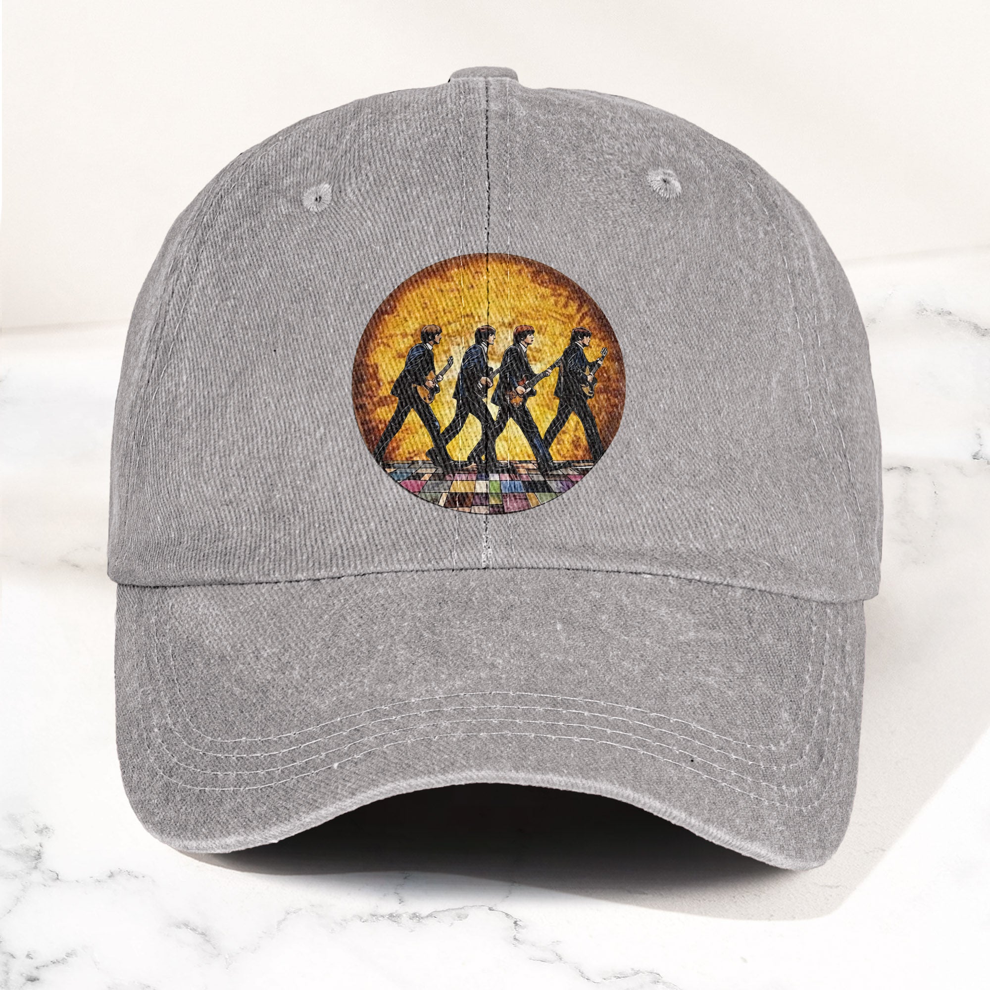 The Beatles Retro Crossing Album Art Sun Catcher Denim Cap Iconic Album Design ( With BOX)
