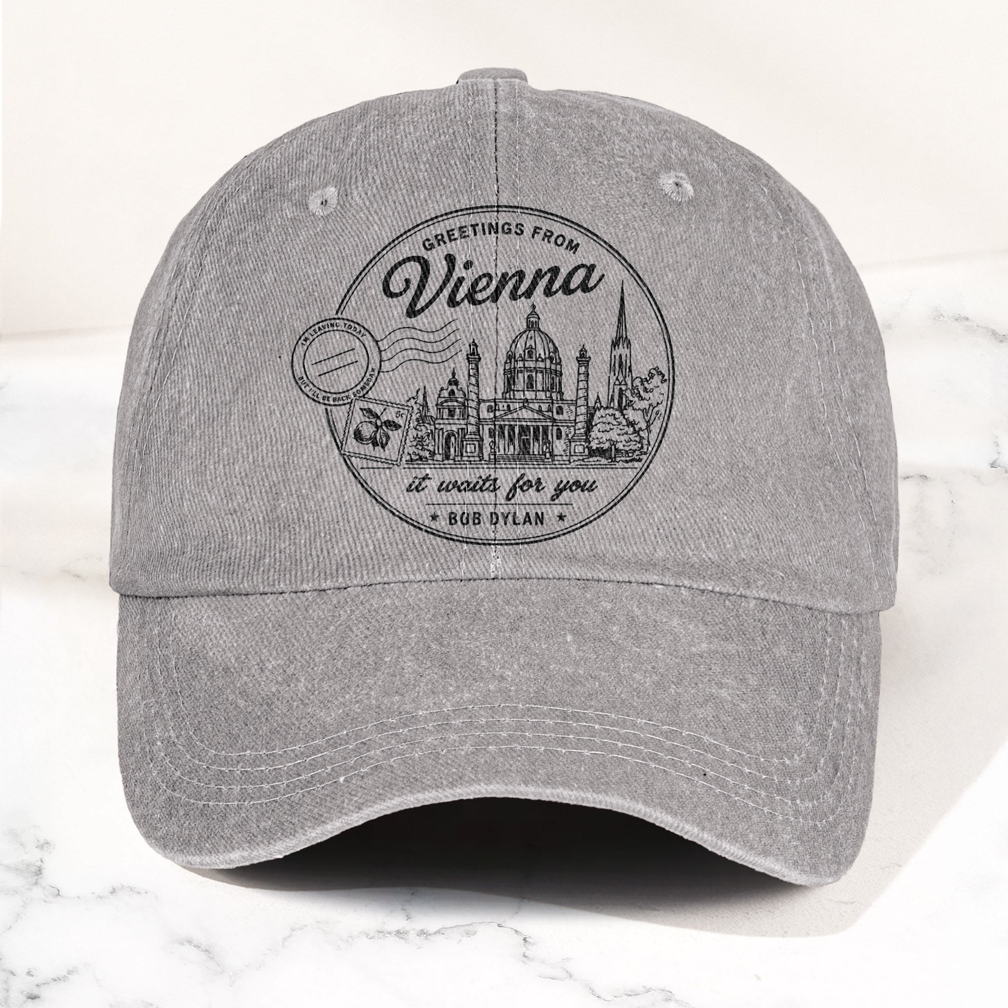 Bob Dylan Vienna It Waits For You Denim Cap Retro Vintage Dad Cap Gift For Dad (With Box)