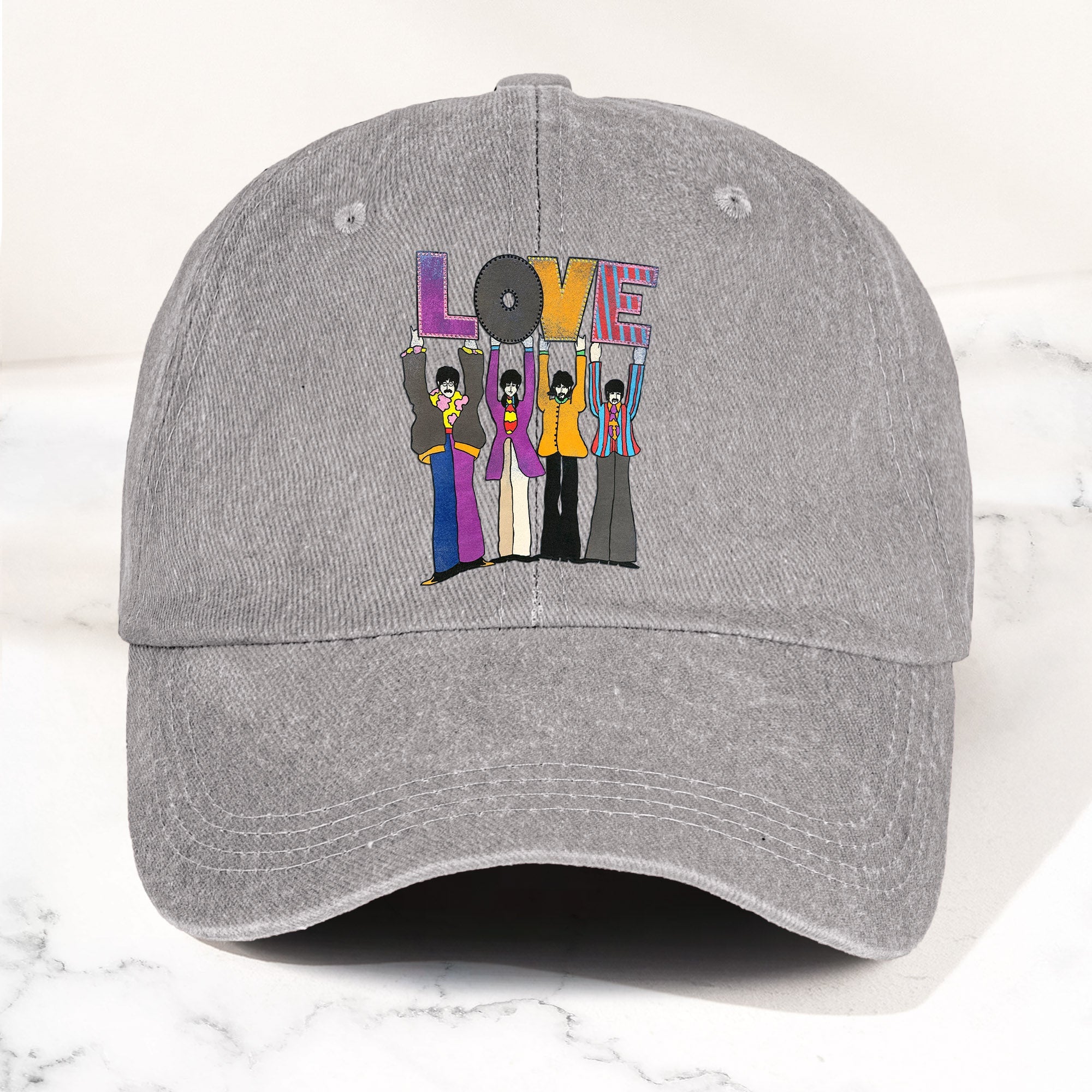 The Beatles Denim Dad Cap LOVE Album Inspired Design (With BOX)