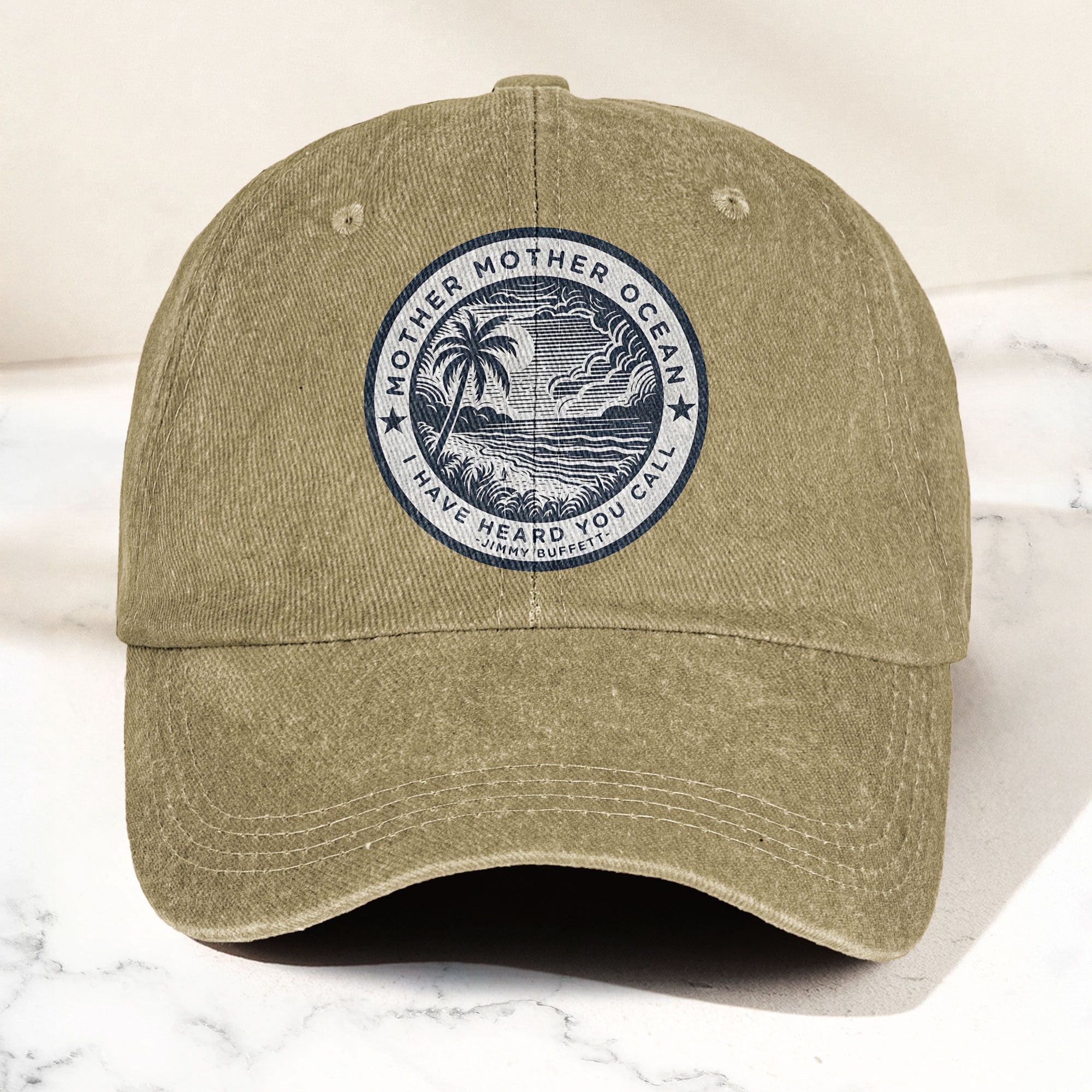 Mother Oceans Denim Cap Retro Jimmy Buffett Inspired Dad Hat (With Box)