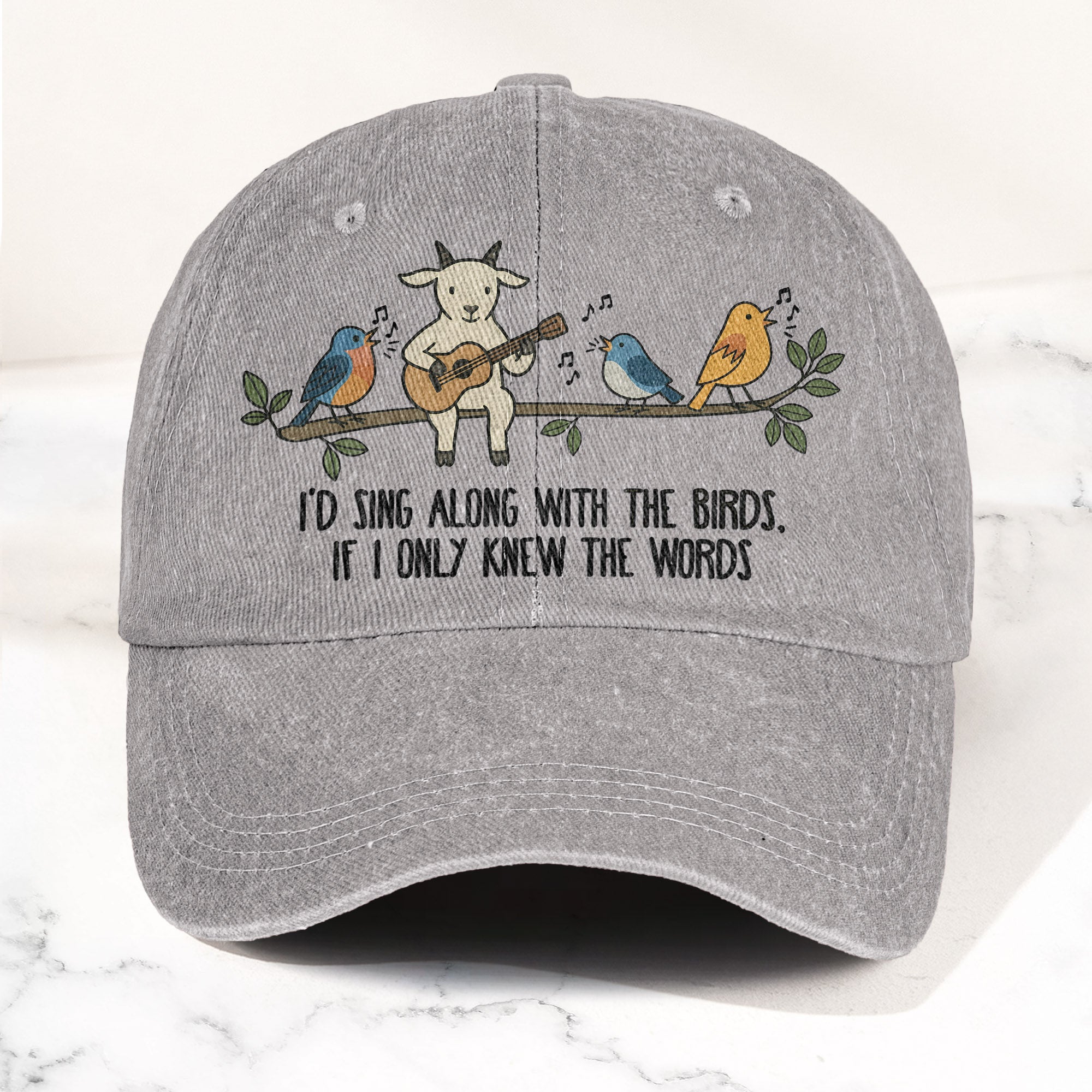 Billy Strings Gild the Lily Lyrics Goat Acoustic Guitar Cosmic Bluegrass Vintage Denim Cap Retro Vintage Dad Cap Gift For Dad (With Box)