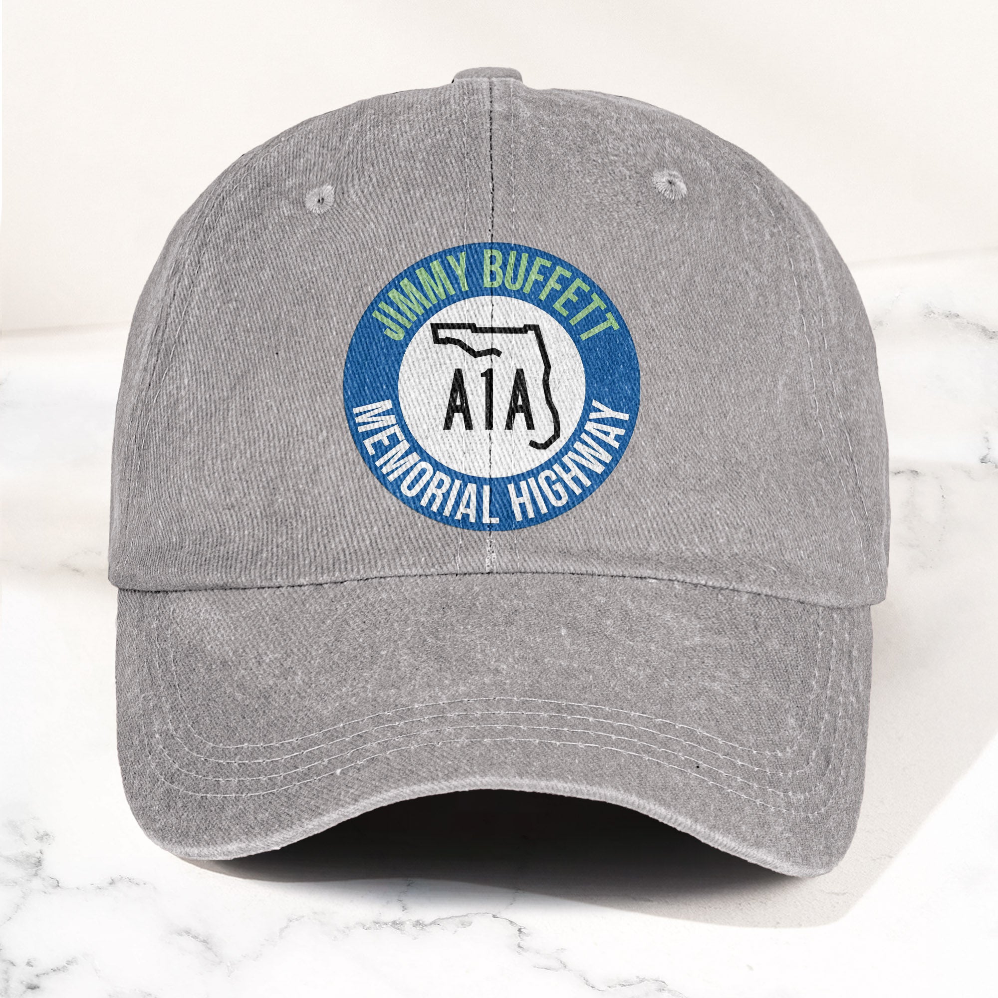 Jimmy Buffett A1A Memorial Highway Denim Cap Retro Jimmy Buffett Tribute Dad Hat (With Box)