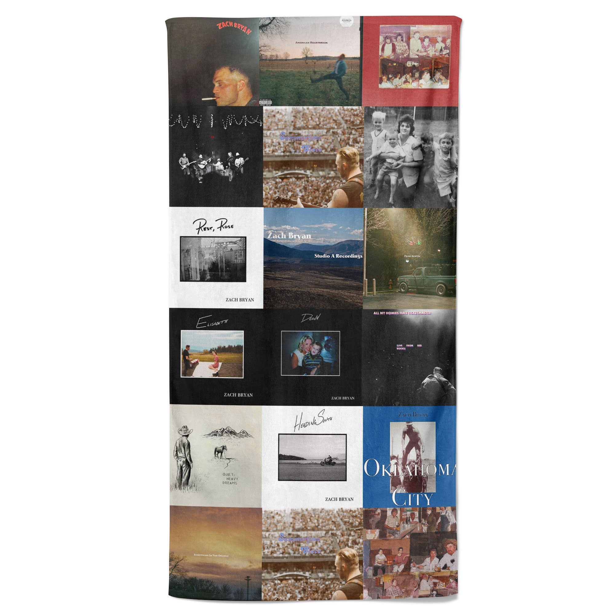 Zach Bryan Beach Towel Album Cover Collage Classic Folk Towel