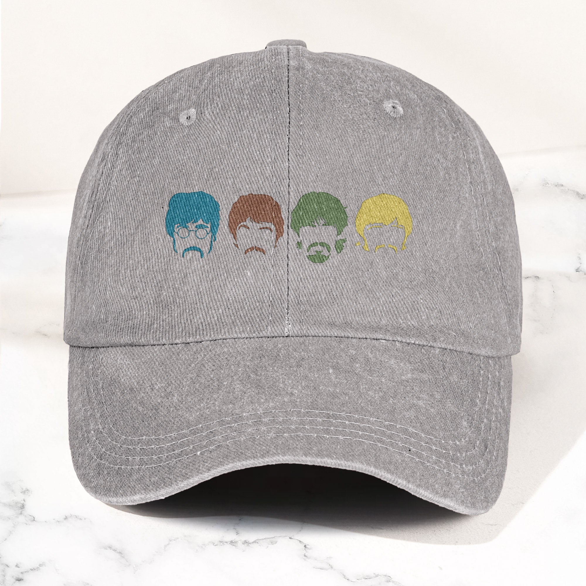 The Fabulous Four Faces Denim Cap Retro The Beatles Tribute Merch Dad Hat (With Box)