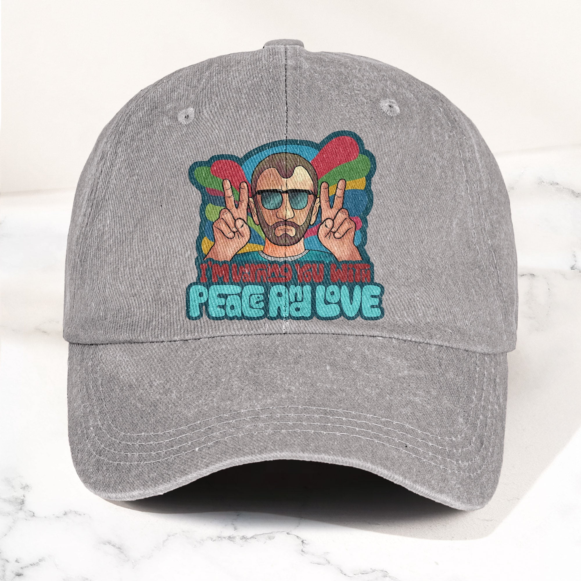 Beatles Ringo Starr Warning You With Peace and Love Denim Cap Retro Rock Music Fan Cap (With Box)