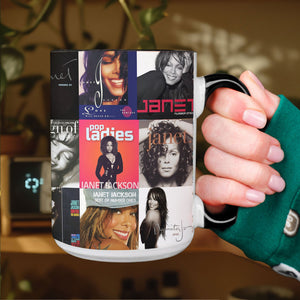 Janet Jackson Accent Mug Iconic Album Cover Collage Gift for Pop & R&B Fans