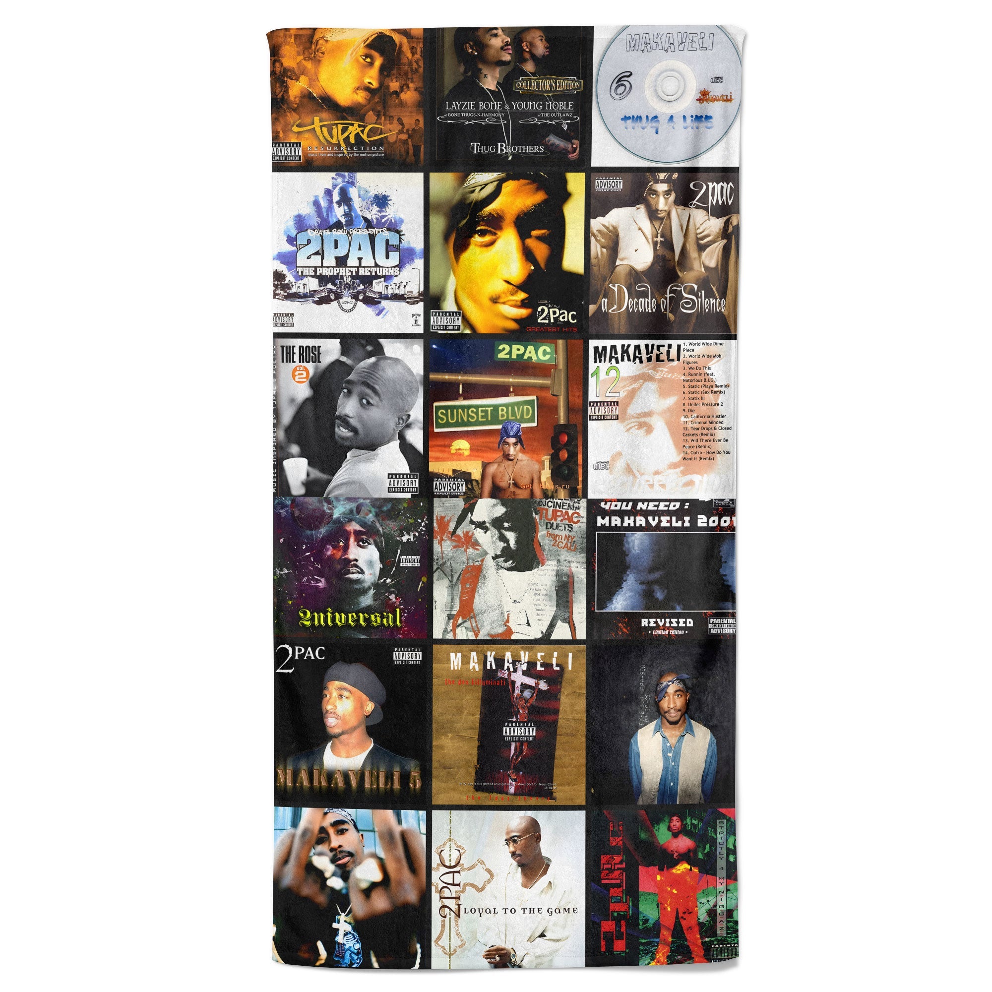2Pac Beach Towel Album Cover Collage Classic Hip-Hop Towel