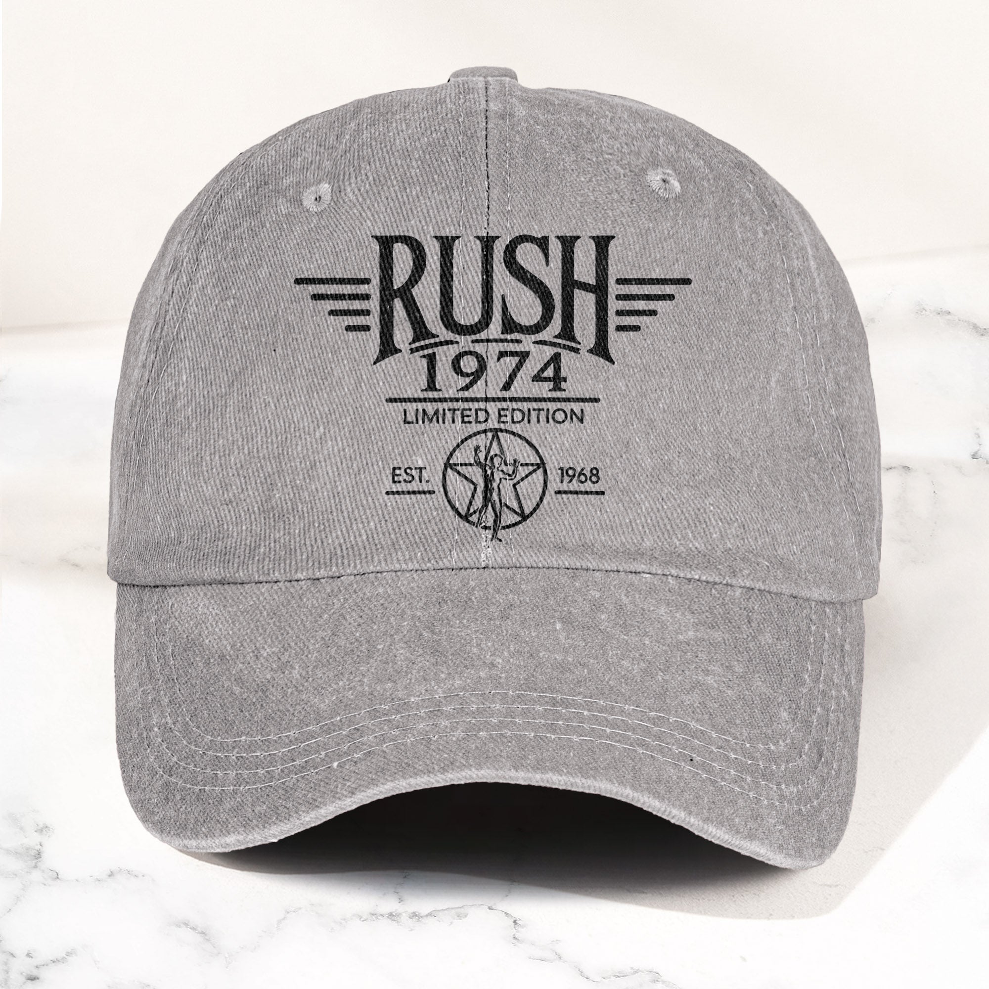 Rush Band Logo 1974 Starman Denim Cap Vintage Dad Cap Gift For Dad (With Box)